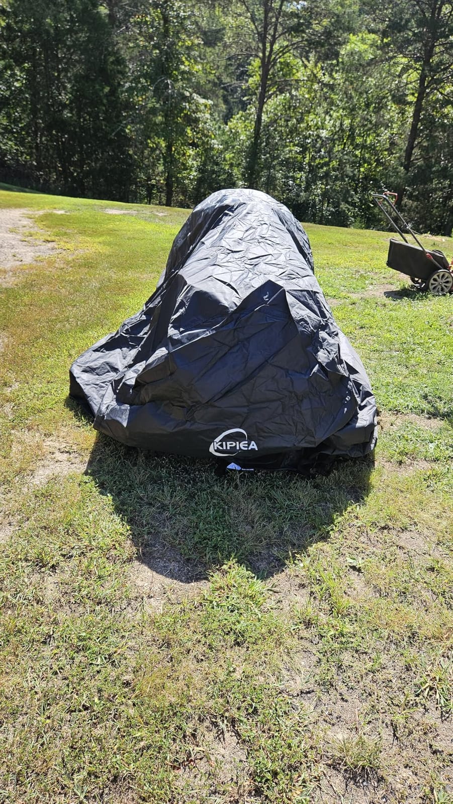 Kipiea Zero Turn Mower Cover- 600D Heavy Duty Outdoor Zero Turn Lawn Mower Cover Waterproof Universal Fit with 4 Buckles, 2 Drawstrings and Storage Bag customer photo 2