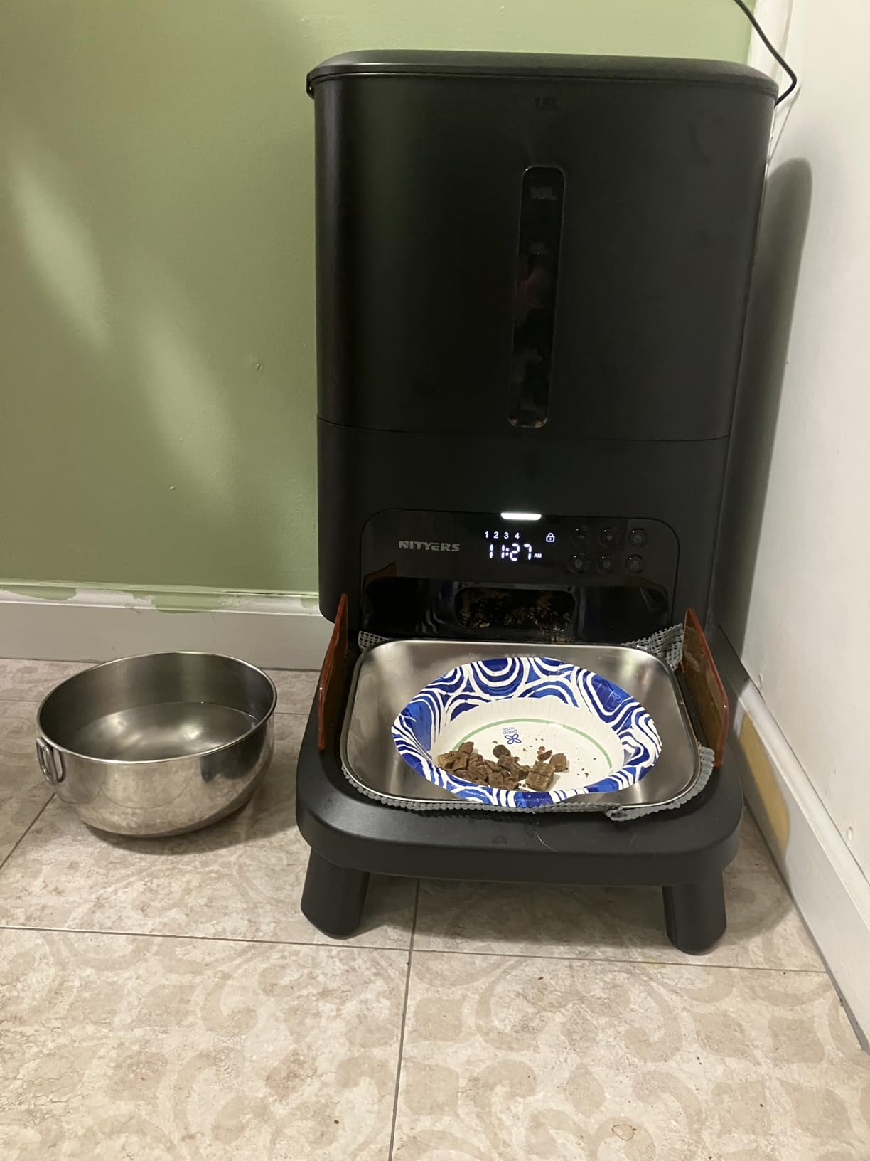 Automatic Dog Feeder for Large Breed - 15L/ 63 Cups Anti-Clog Dog Food Dispenser for 2-23mm Kibble, Elevated Stand, Large Food Tray, Dual Power, Up to 50 Portions 6 Meals Per Day, Keeps Fresh customer photo 2