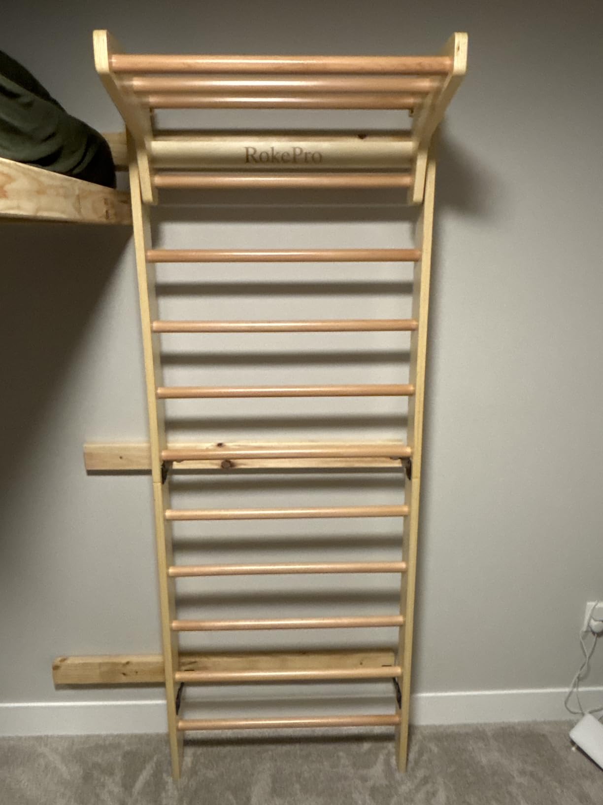 Multi-Function Gymnastics Swedish Ladder,Wall Mounted Wooden Gymnastics Bar,Indoor Home Gym for Kids & Adults customer photo 1