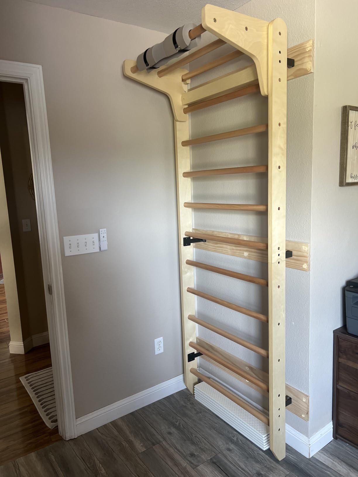 Multi-Function Gymnastics Swedish Ladder,Wall Mounted Wooden Gymnastics Bar,Indoor Home Gym for Kids & Adults customer photo 2
