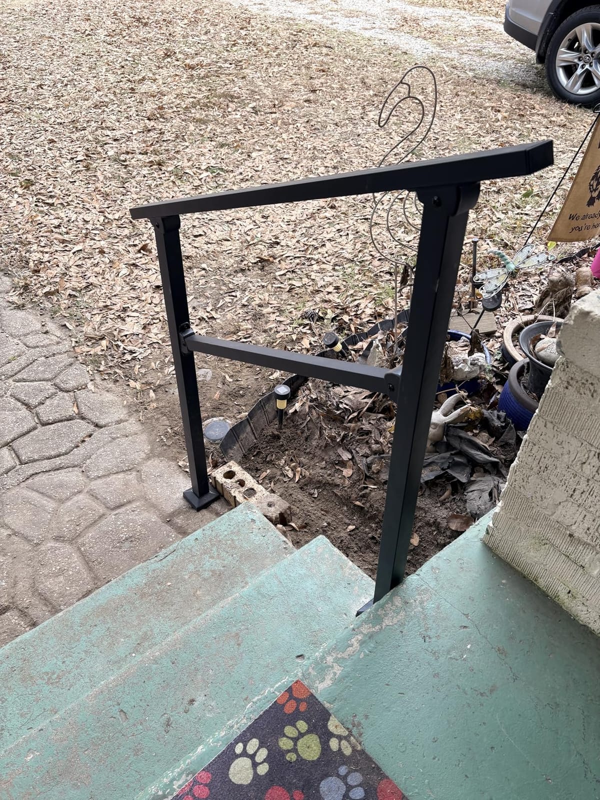 4 Step Hand Rails for Outdoor Steps, 2-Pack Metal Stair Railing Kit customer photo 2