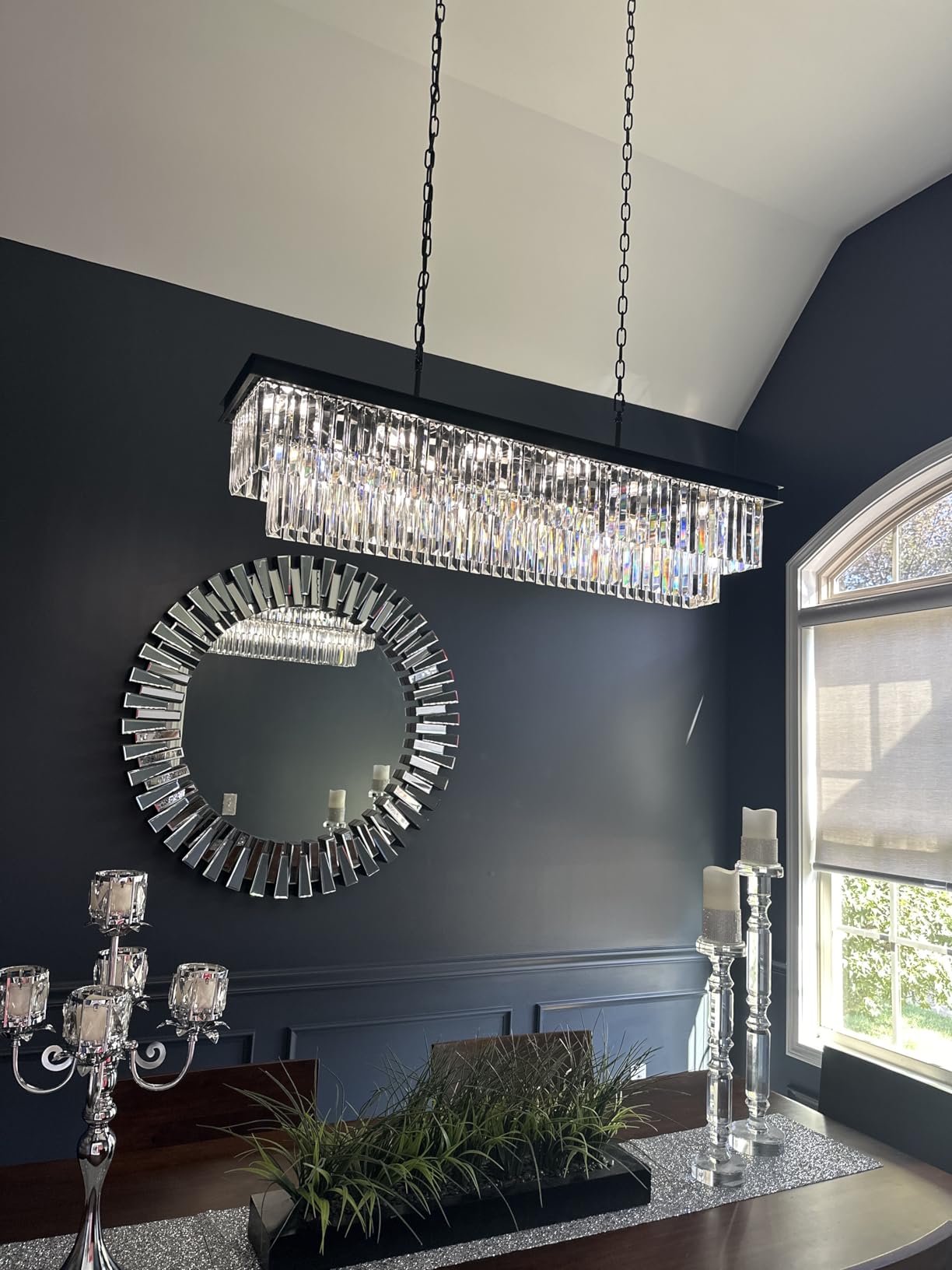 Weesalife Gold Crystal Chandeliers for Dining Room,9-Lights L28 Inch customer photo 1