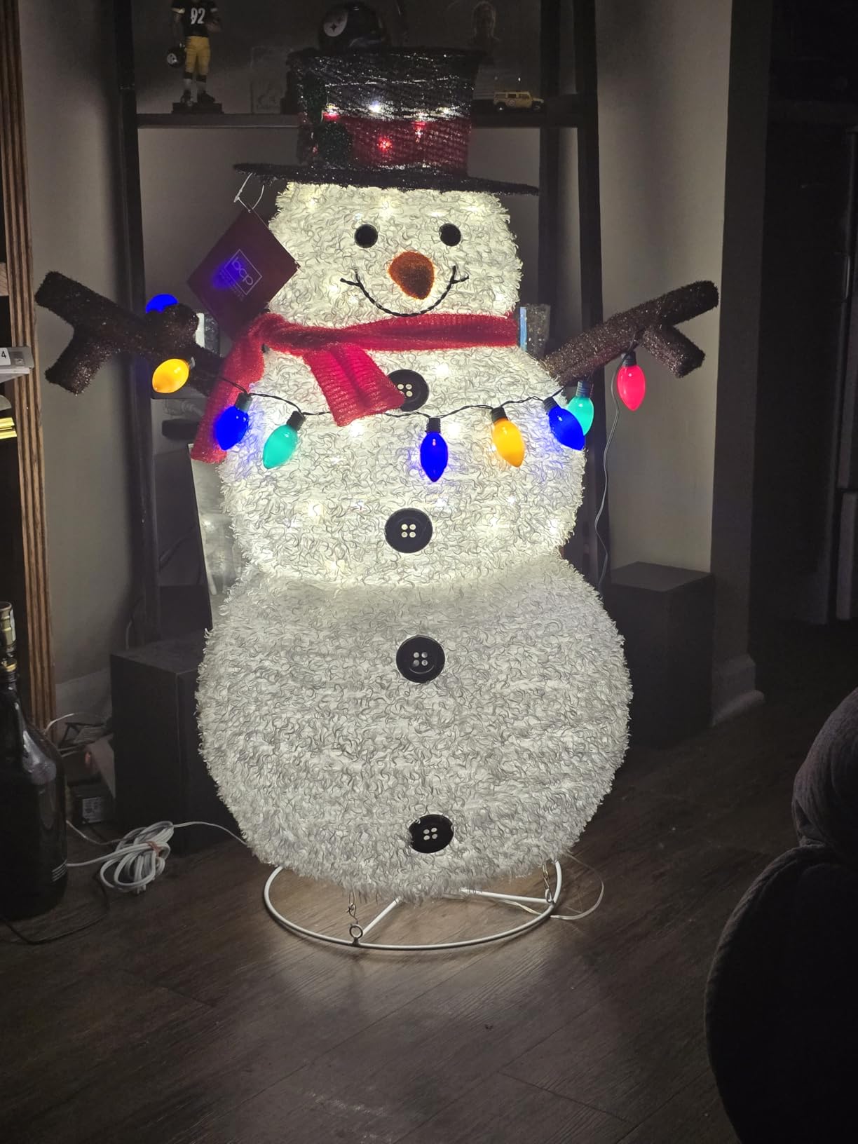 Best Choice Products 3ft Lighted Pop-Up Snowman, Large White Outdoor Christmas Holiday Decoration w/ 100 LED Lights, Hat, Scarf, Multicolored Lights customer photo 1