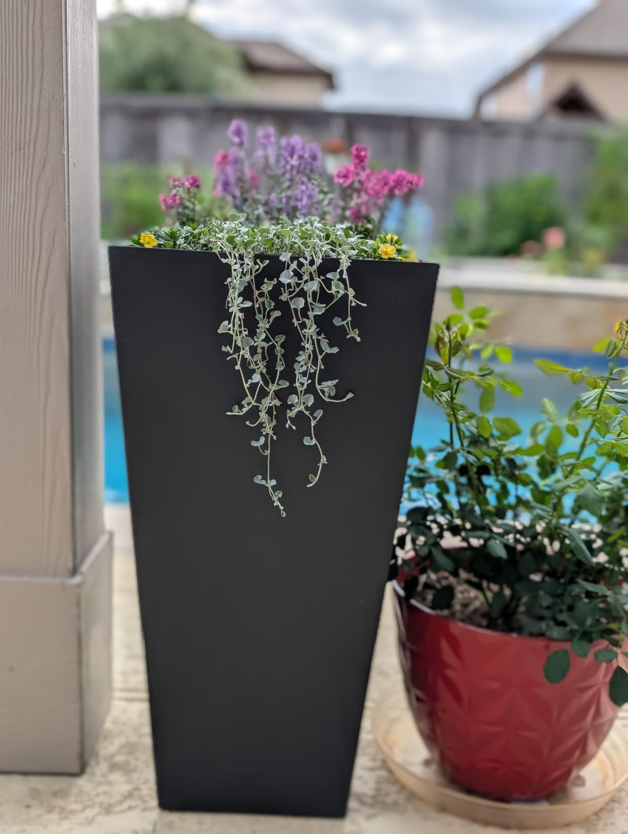 Tall Outdoor Planter 30 Inch 2-Pack, Tapered Design with Drainage Holes customer photo 2