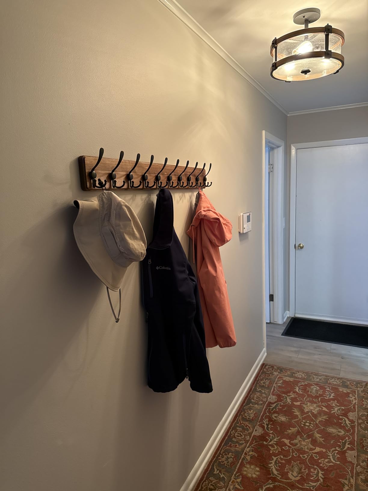SKOLOO Creations White Solid Wood Wall Mounted Coat Rack, 5 Hooks, 16-7/8