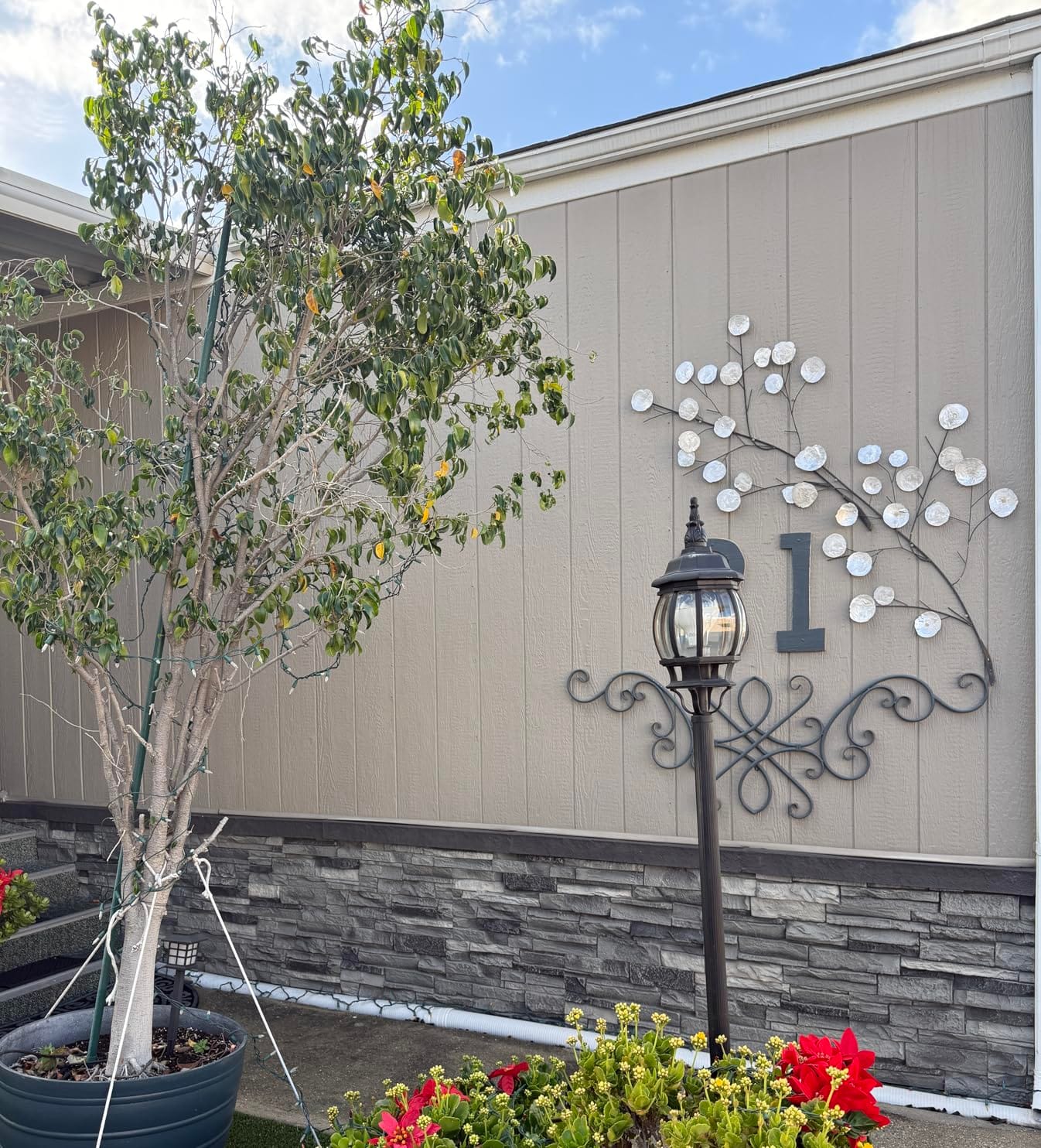 2-Pack Faux Stone Wall Panels, PU Stone Veneer, Fogstone customer photo 1