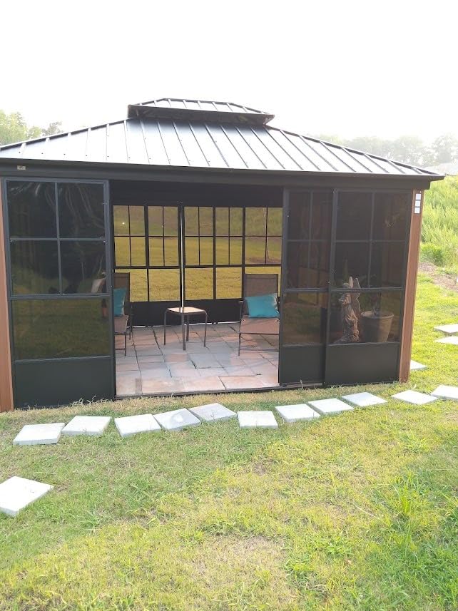 PURPLE LEAF Sunroom 10' x 13' Double Roof Enclosed Gazebo, Sliding Doors customer photo 2