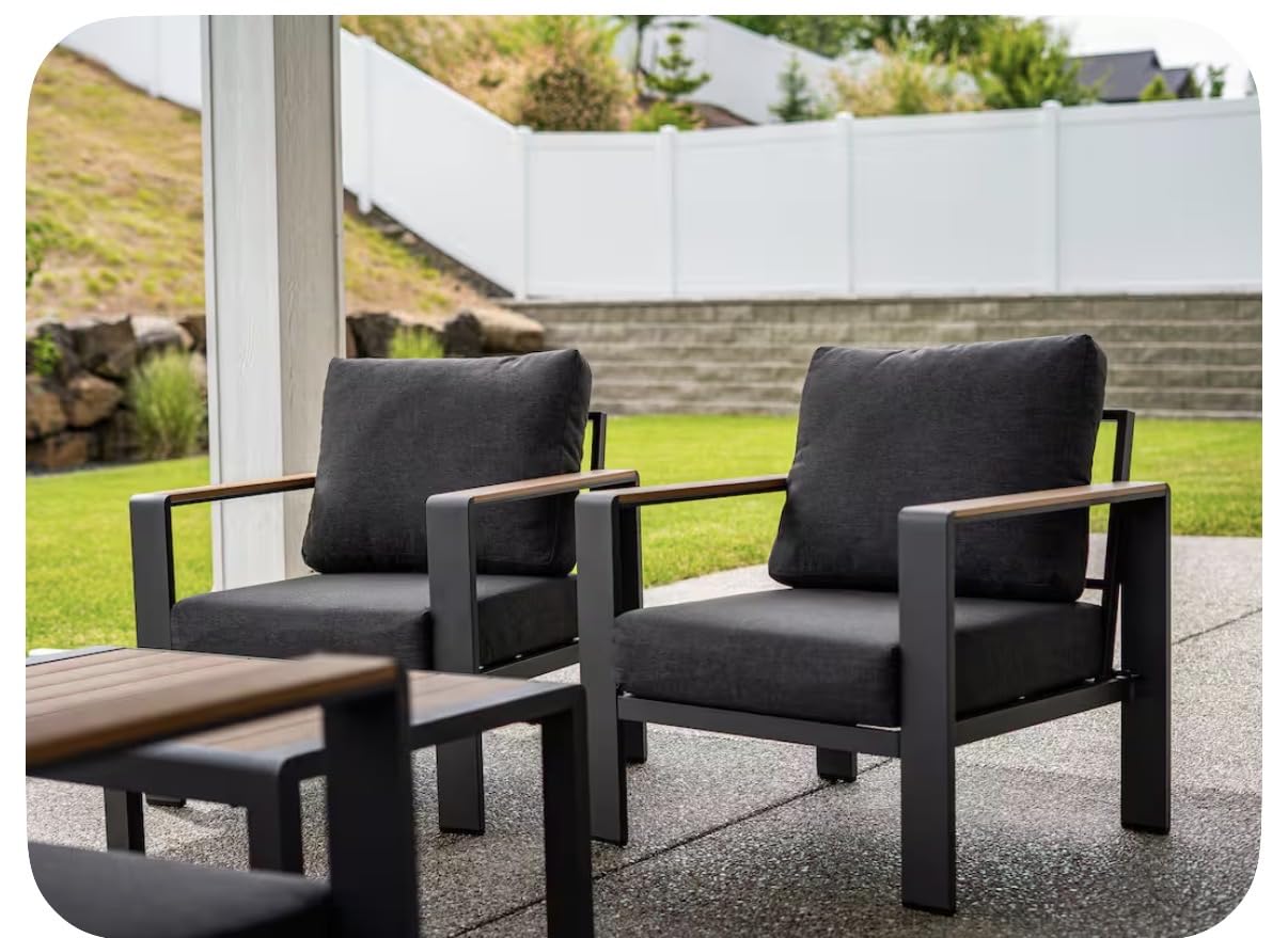 Aluminum Outdoor Patio Furniture Set with Coffee Table, 5 Piece Patio Conversation Sets, Outdoor Sectional Furniture for Porch, Balcony, Yard, Gray customer photo 1