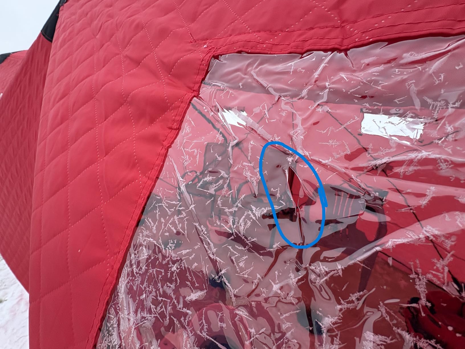Garvee Pop Up Ice Fishing Tent Insulated Ice Fishing Shelter Portable Hub-Style Shelter Shanty Windproof and Warm, Multiple Sizes for 6-8 Person, Red, 6x11.7x6.6 Ft customer photo 1