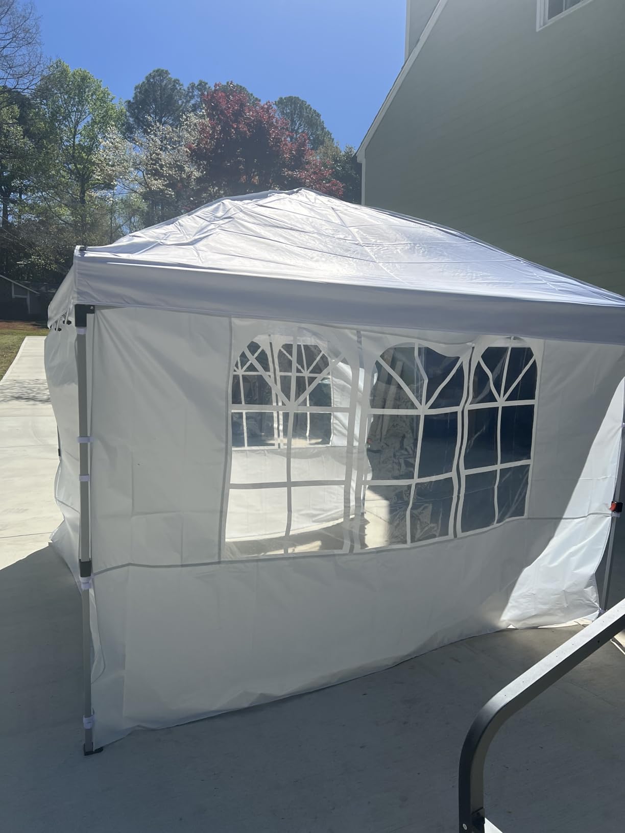 Raynesys 10x10ft Pop Up Canopy Tent with Sidewalls for Events, Parties | 10 Person Party Tent One Push Setup, Portable Gazebo Outdoor Sun Shade, Silver Coated Top, White customer photo 1
