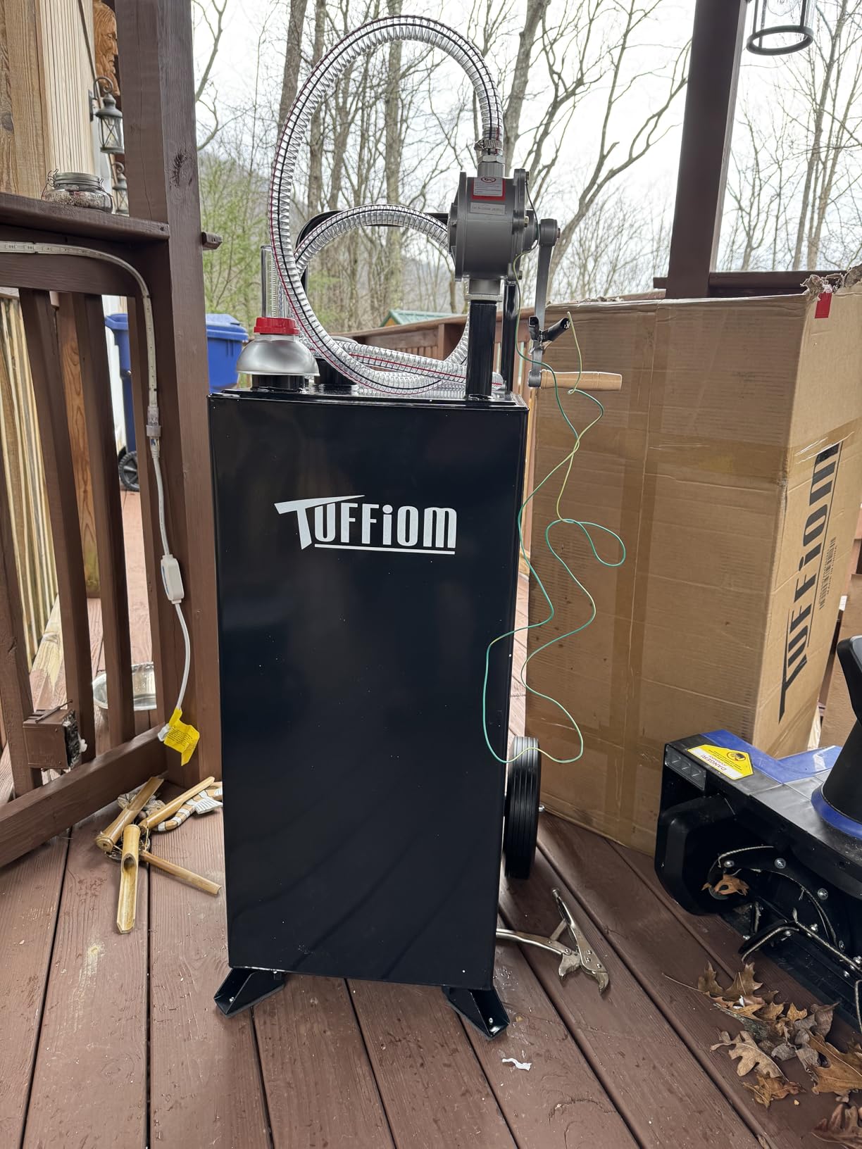 TUFFIOM 30 Gallon Portable Gas Caddy w/Swivel Wheels,Fuel Storage Tank, Gasoline Diesel Can with Fuel Transfer Rotary Hand Siphon Pump for Automobile ATV Car Mower Tractor Boat Motorcycle customer photo 1