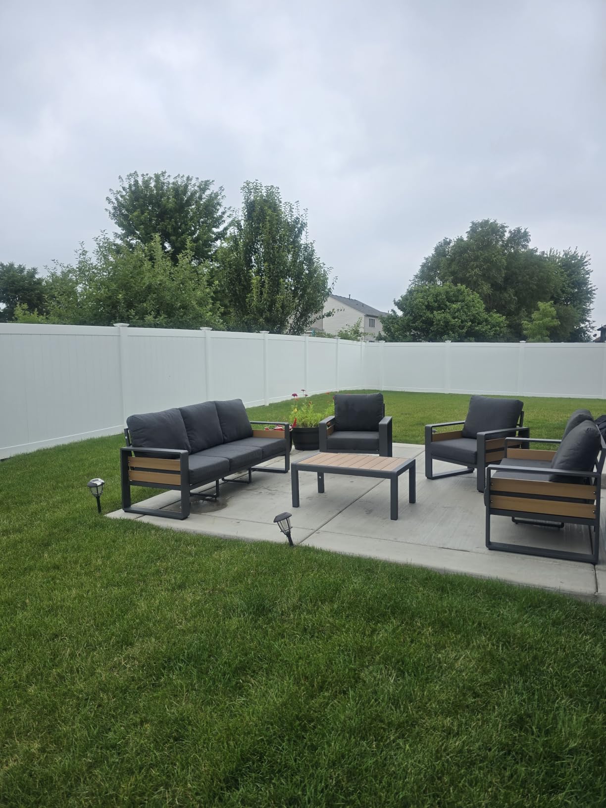 Aoxun Aluminum Patio Furniture Set, 5 Piece Luxury Outdoor Sectional with 6