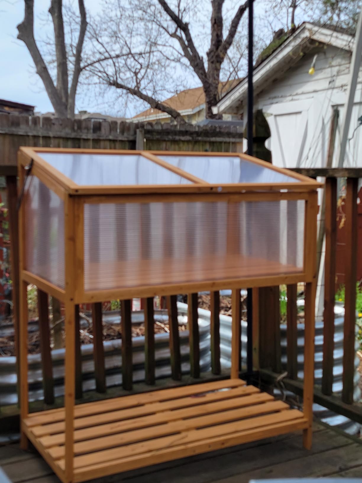 Giantex Wood Cold Frame Greenhouse, Portable Raised Flower Planter Protection with Transparent Panels & Adjustable Roof, Small Indoor Outdoor Hot House for Garden Balcony, 40”x21”x28” customer photo 1
