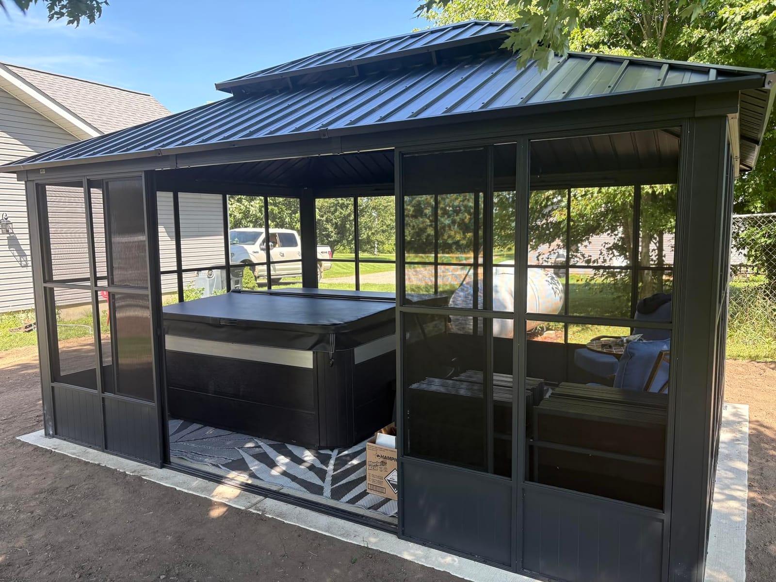 PURPLE LEAF Extended Solarium 12' x 24' 4 Season Screened Gazebo, Grey customer photo 2