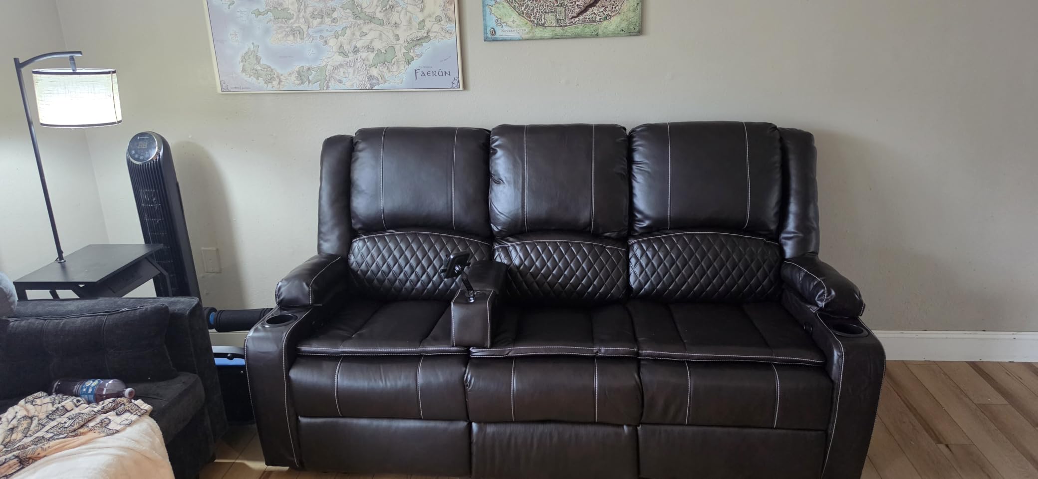 Power 3 Setaer Recliner Sofa, Wall Hugger Loveseat Recliner (PU, Brown) customer photo 2