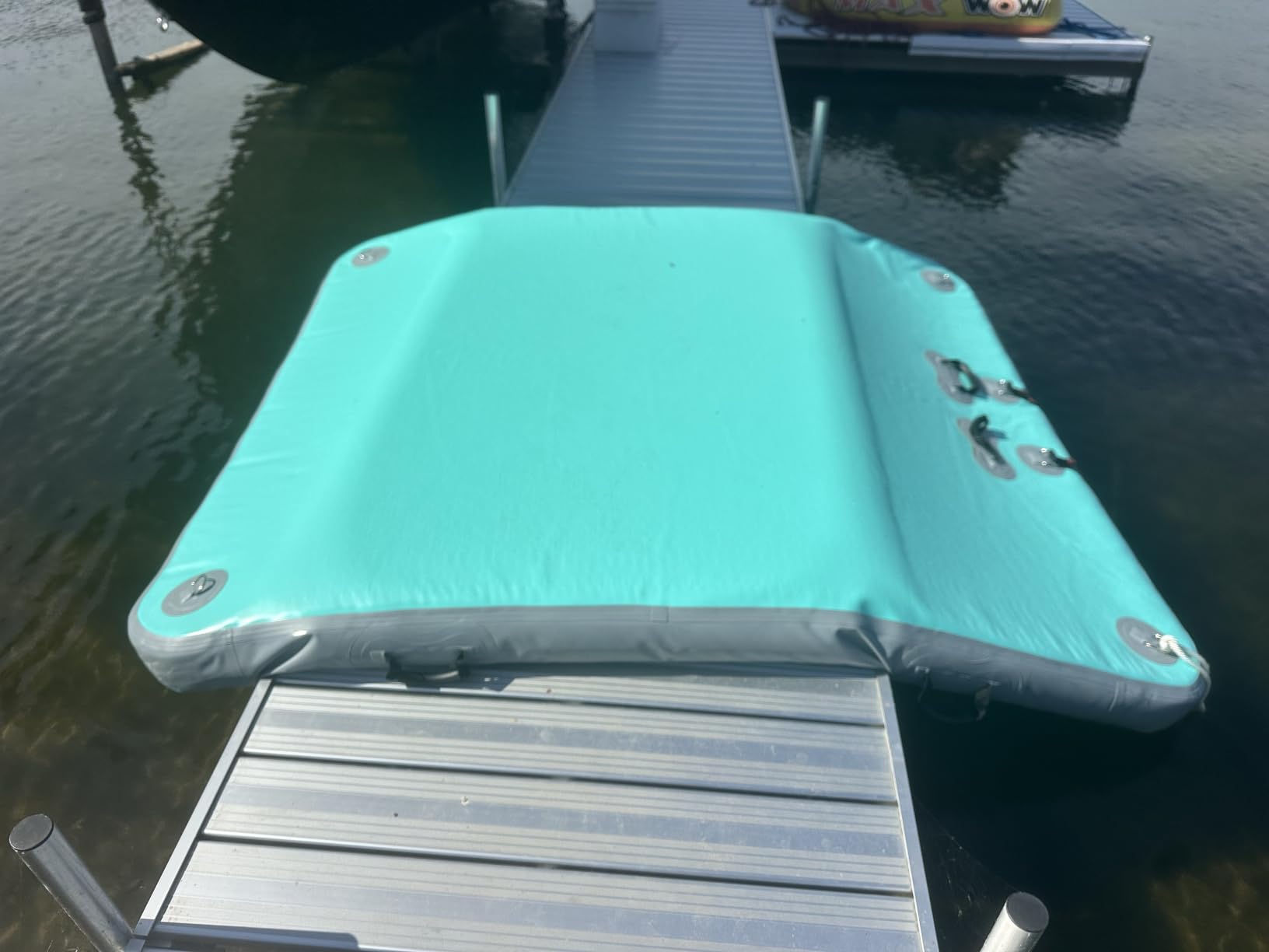 Inflatable Floating Dock, Water Island Float Raft Mat with Non-Slip Surface, 5FT/8FT/10FT Air Deck Platform, 6 Inch Thick for Pool, Lake, River, Beach, Ocean customer photo 2