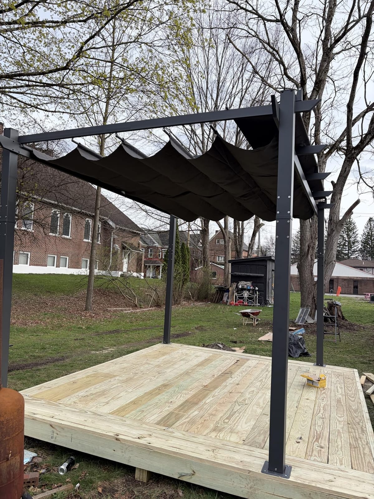 PURPLE LEAF Outdoor Pergola 10' x 13' White Pergola, Double Canopy, White customer photo 2