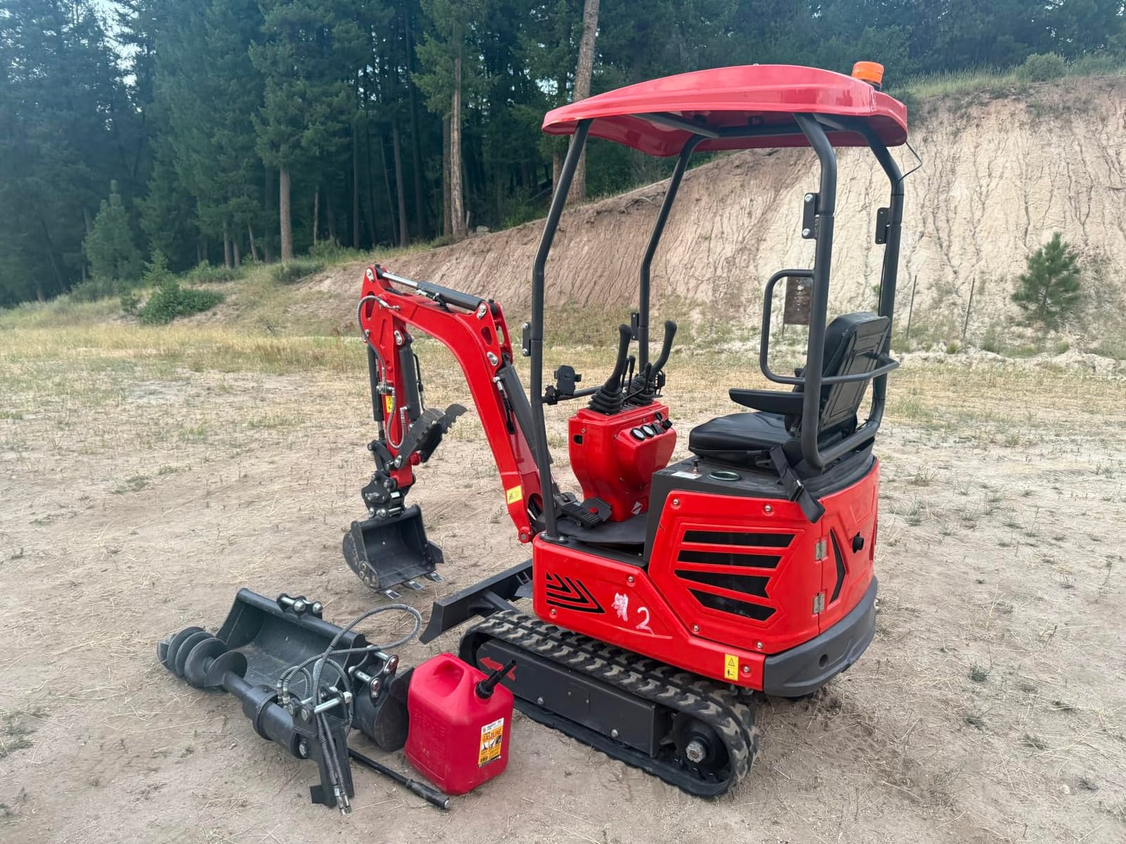 1.4 Ton Mini Excavator 13.5HP Gas Digger with Canopy 2 Buckets Rake customer photo 2