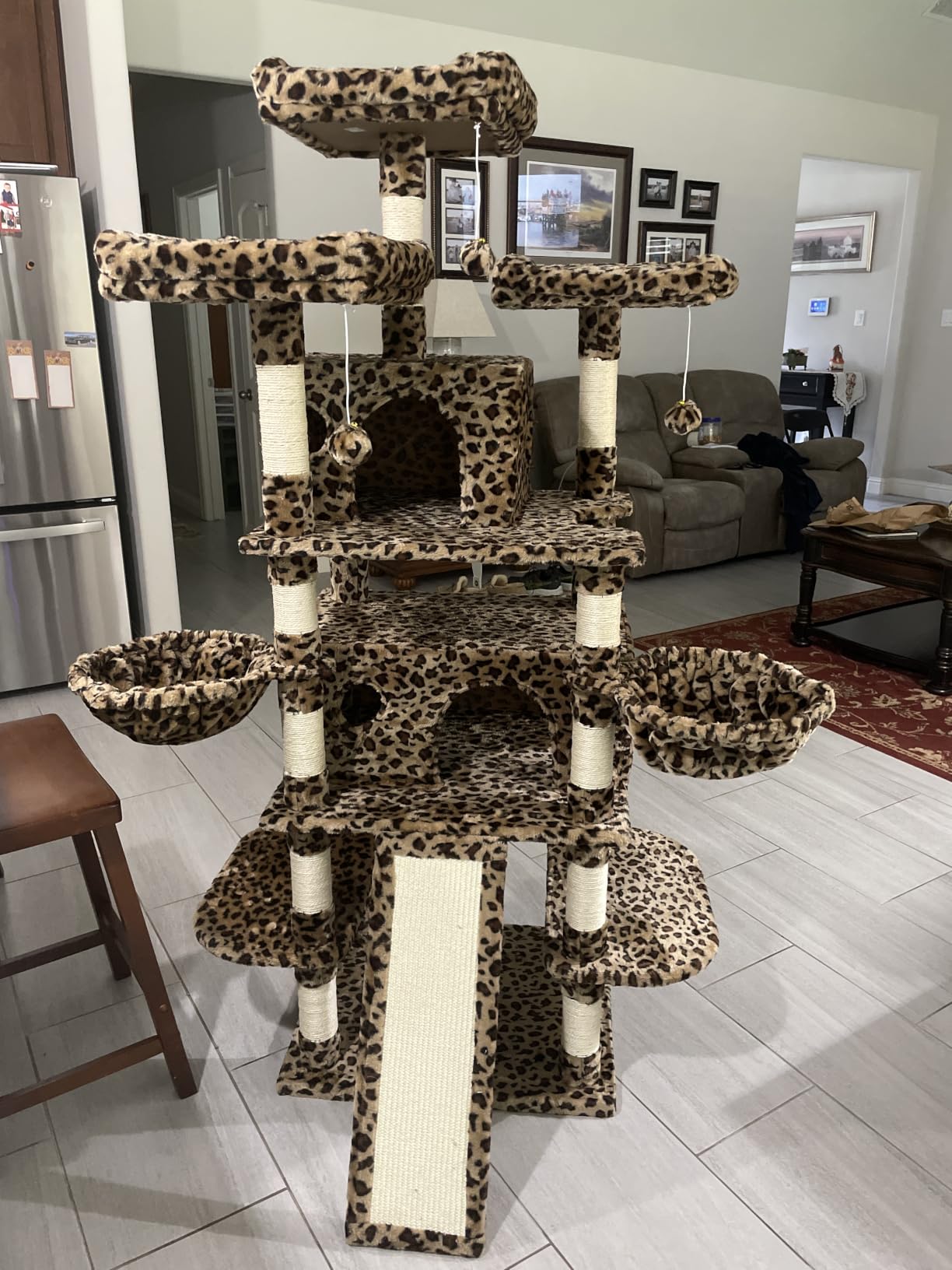 Allewie 82 Inches Large Cat Tree/House/XXL Tall Cat Towers for Big Feline/Scratching Post/Multi-Level Large Kitty Climbing Tree with Condo/Smokey Grey customer photo 2