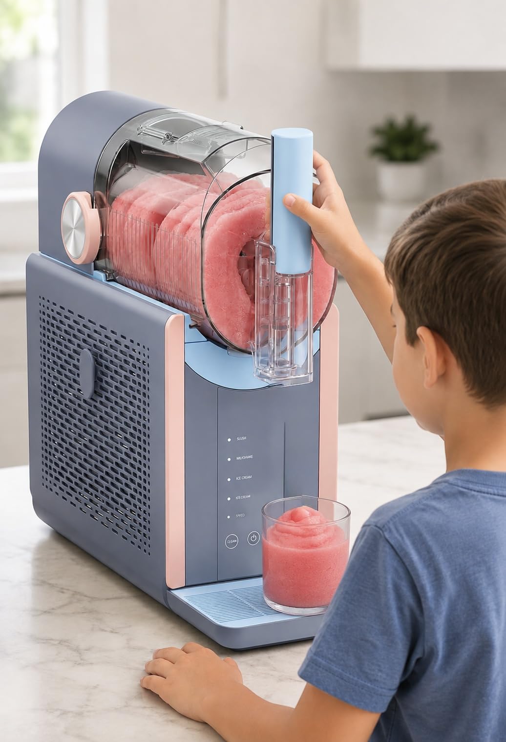 Slushie Machine for Home, 66oz Smart Frozen Drink Maker, 5 Programs & Clean Mode, No-Ice-Needed Slushy Maker for Margaritas, Smoothies, Milkshakes, Cocktails, and Soft Serve Ice Cream (Blue) customer photo 2