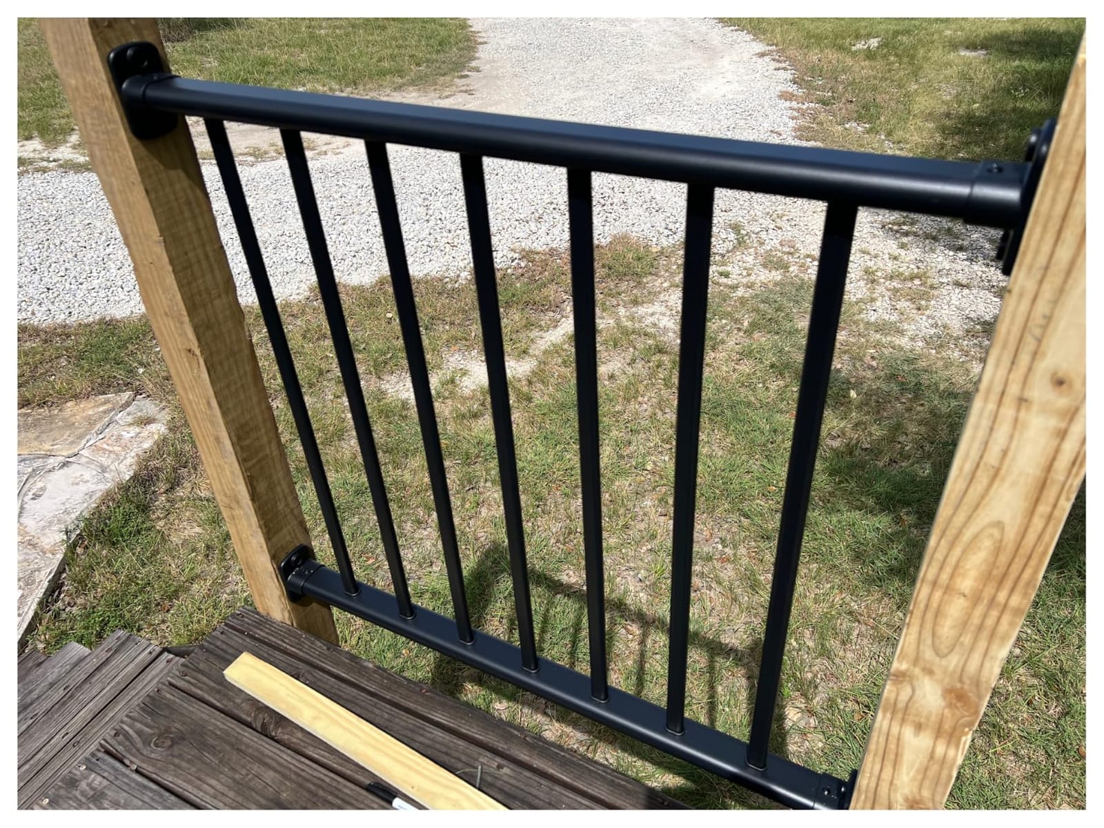 Aluminum Deck Railing,38in H x 6ft W for Stairs,Black,1 Panel customer photo 1