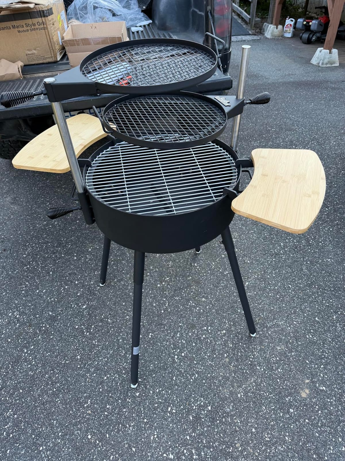 BIG HORN Santa Maria Grill, Portable Argentinian Parrilla with Adjustable Height & 360° Rotating Grates, Charcoal Open Fire BBQ Grill with Rotisserie for Camping, Patio & Backyard customer photo 2