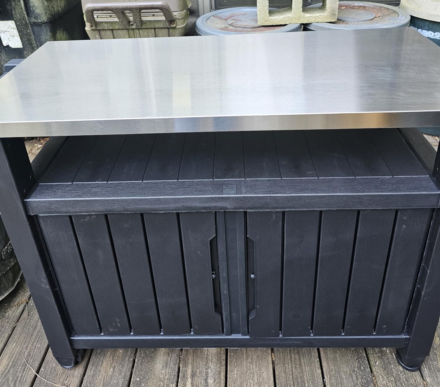 Keter Extendable Outdoor Bar Cart with Hidden Cooler, Storage Drawers & Prep Surface – Mobile Patio Serving Station with Drainage Kit & Hidden Wheels for Backyard, Garden & Poolside Entertaining customer photo 2
