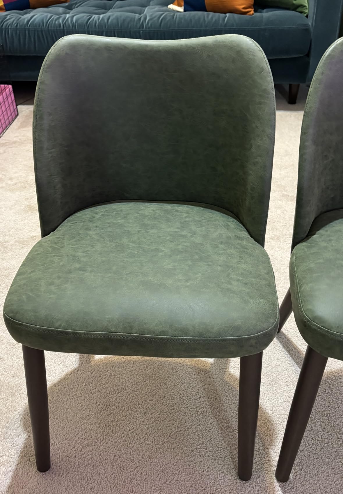 COLAMY Upholstered Dining Chairs Set of 4, Modern Kitchen & Dining Room Chairs with Curved Back, Fabric Padded Seat and Solid Wood Legs, Side Chairs for Restaurant, Cafe & Home, Beige customer photo 2