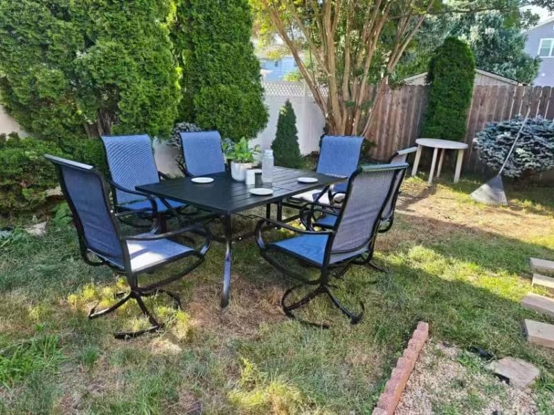Sophia & William Patio Dining Set for 6 w/Swivel Textilene Chairs, Grey customer photo 2