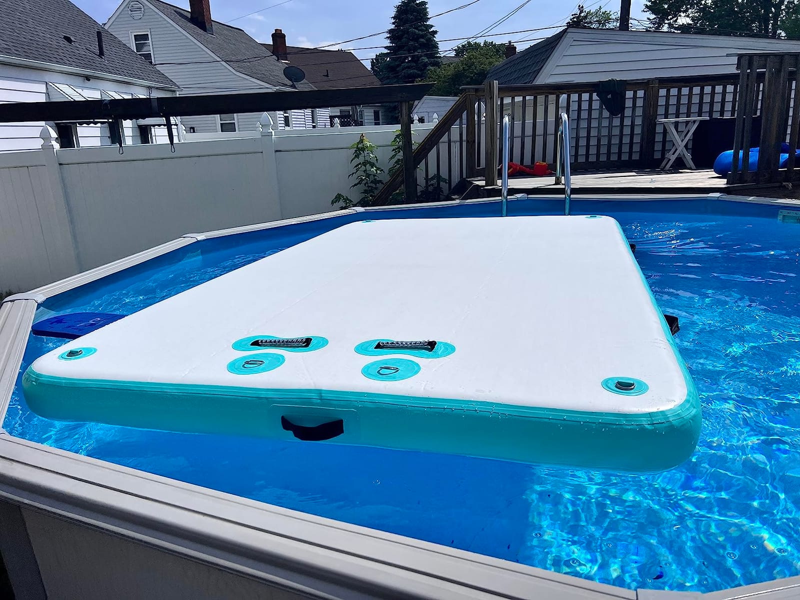 5ft/6ft/8ft/10ft Floating Dock Water Platform, Multi-People Inflatable Floating Mat customer photo 2