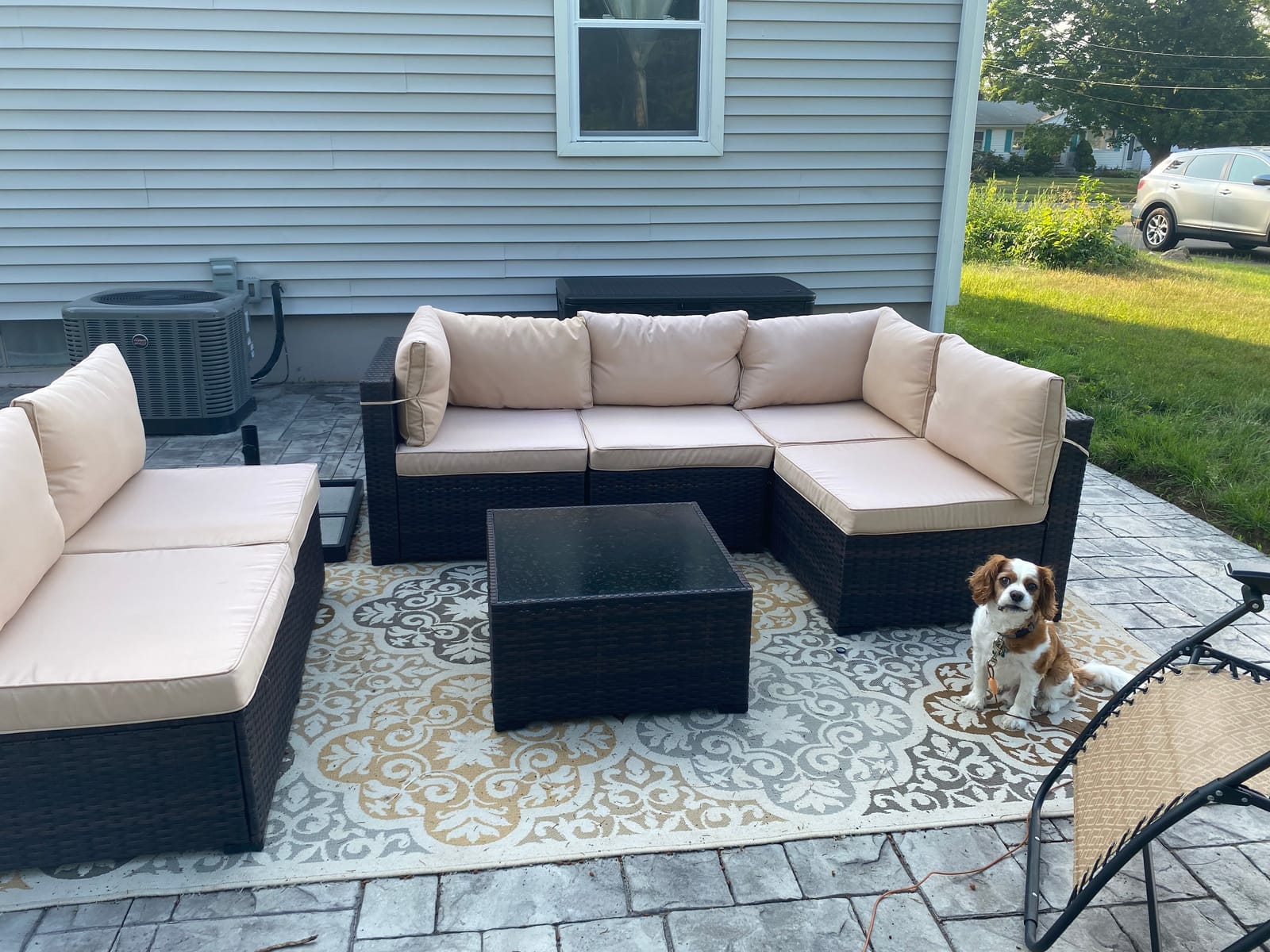 LAFWLL 7 Pieces Outdoor Patio Furniture Sets,Rattan Conversation Sectional Set,Manual Weaving Wicker Patio Sofa with Tea Table customer photo 2