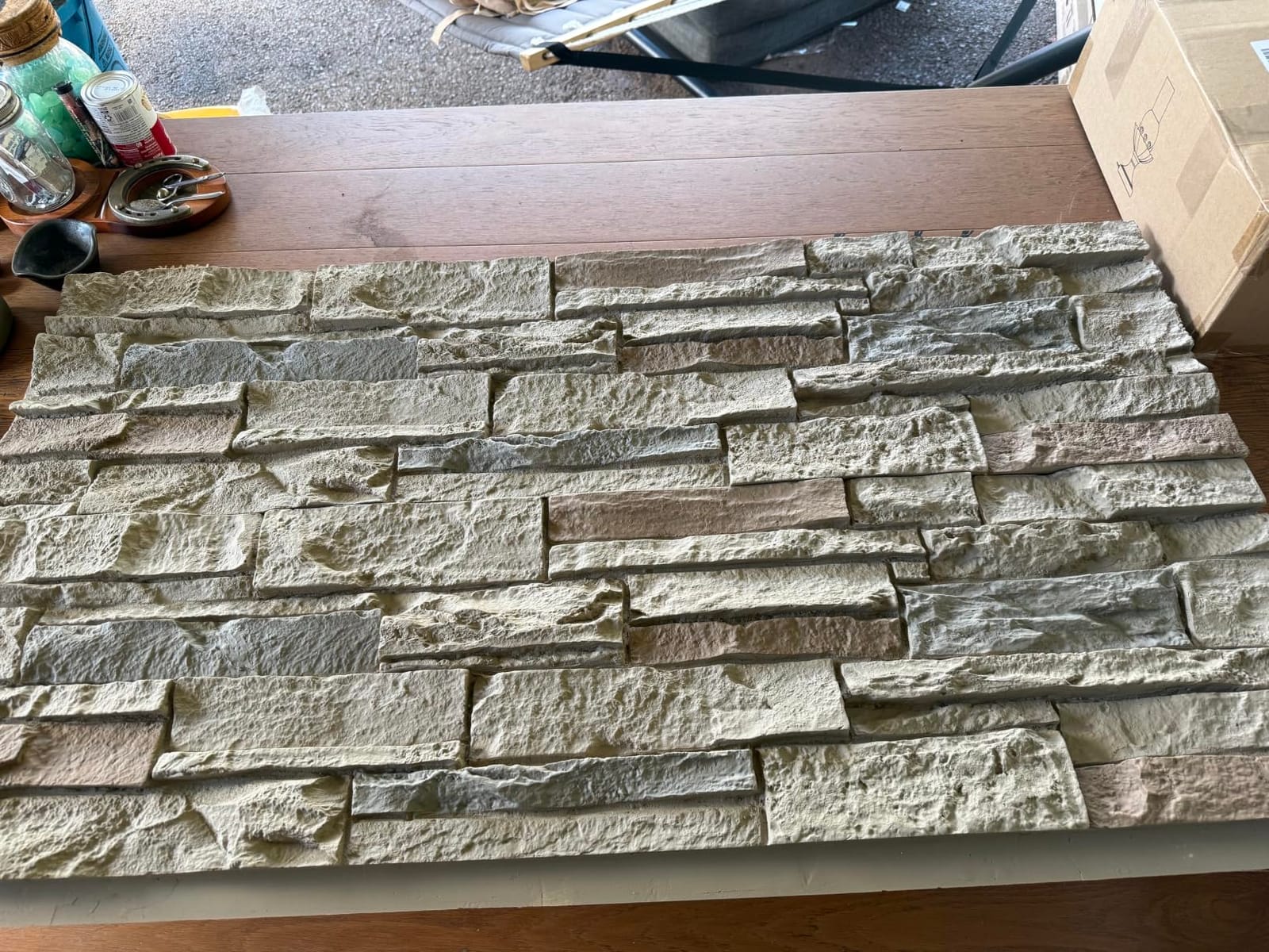 Faux Stone Wall Panels, 6-Pack PU Stone Veneer for Indoor/Outdoor, 3D Artificial Rock Siding for Fireplace Surround & TV Accent Wall, Coffee Brown Rock, 44.9