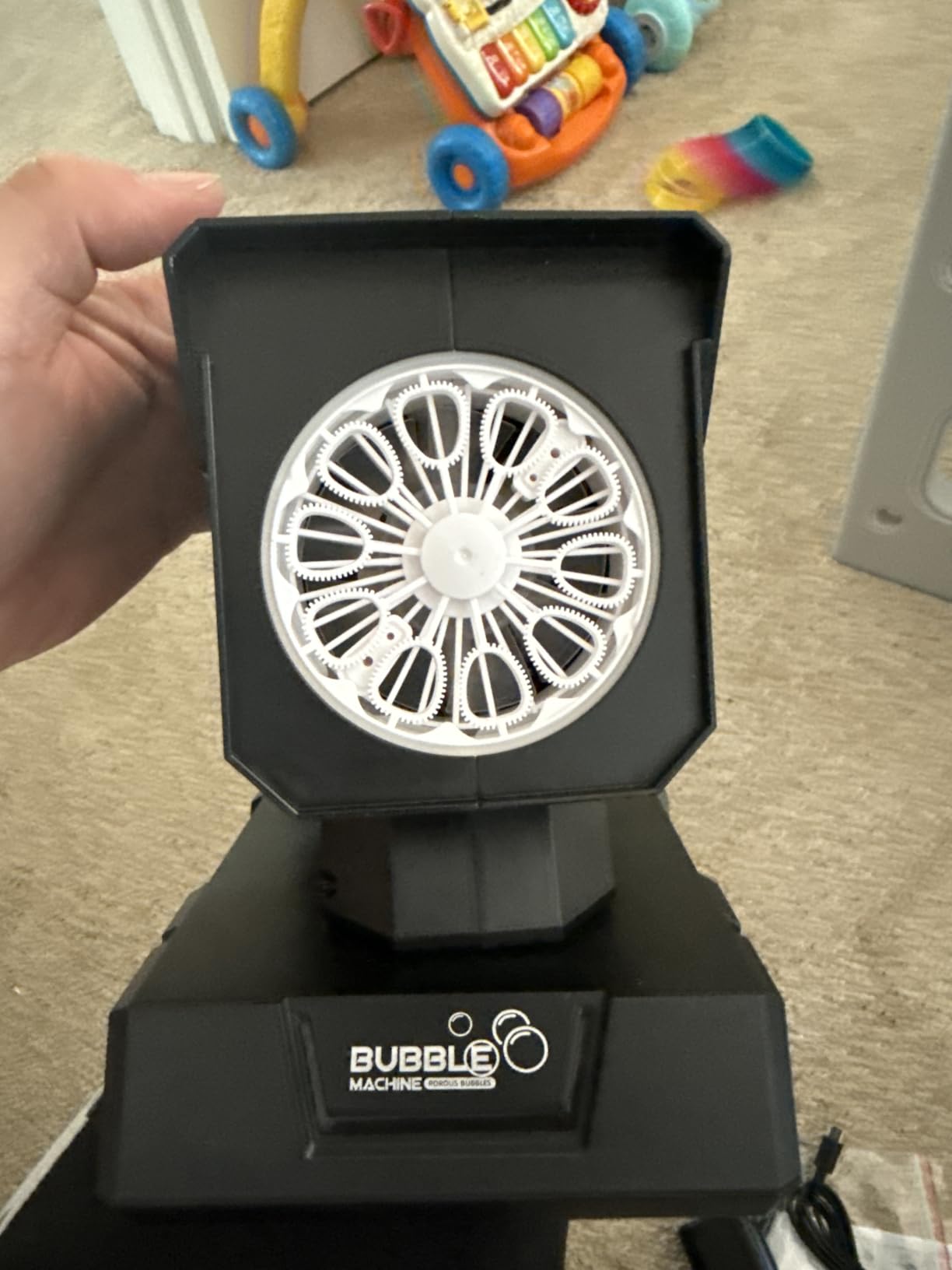 SHCKE Bubble Machine with Remote Control, Auto Rotation & 11 RGB Lights customer photo 2