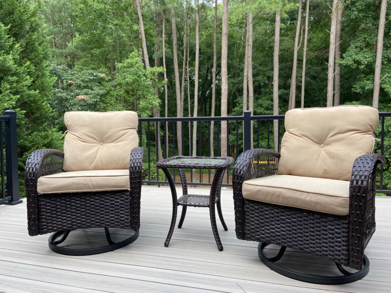 UDPATIO Outdoor Furniture 3 Piece Patio Swivel Chair, Olefin Fade Resistant customer photo 2