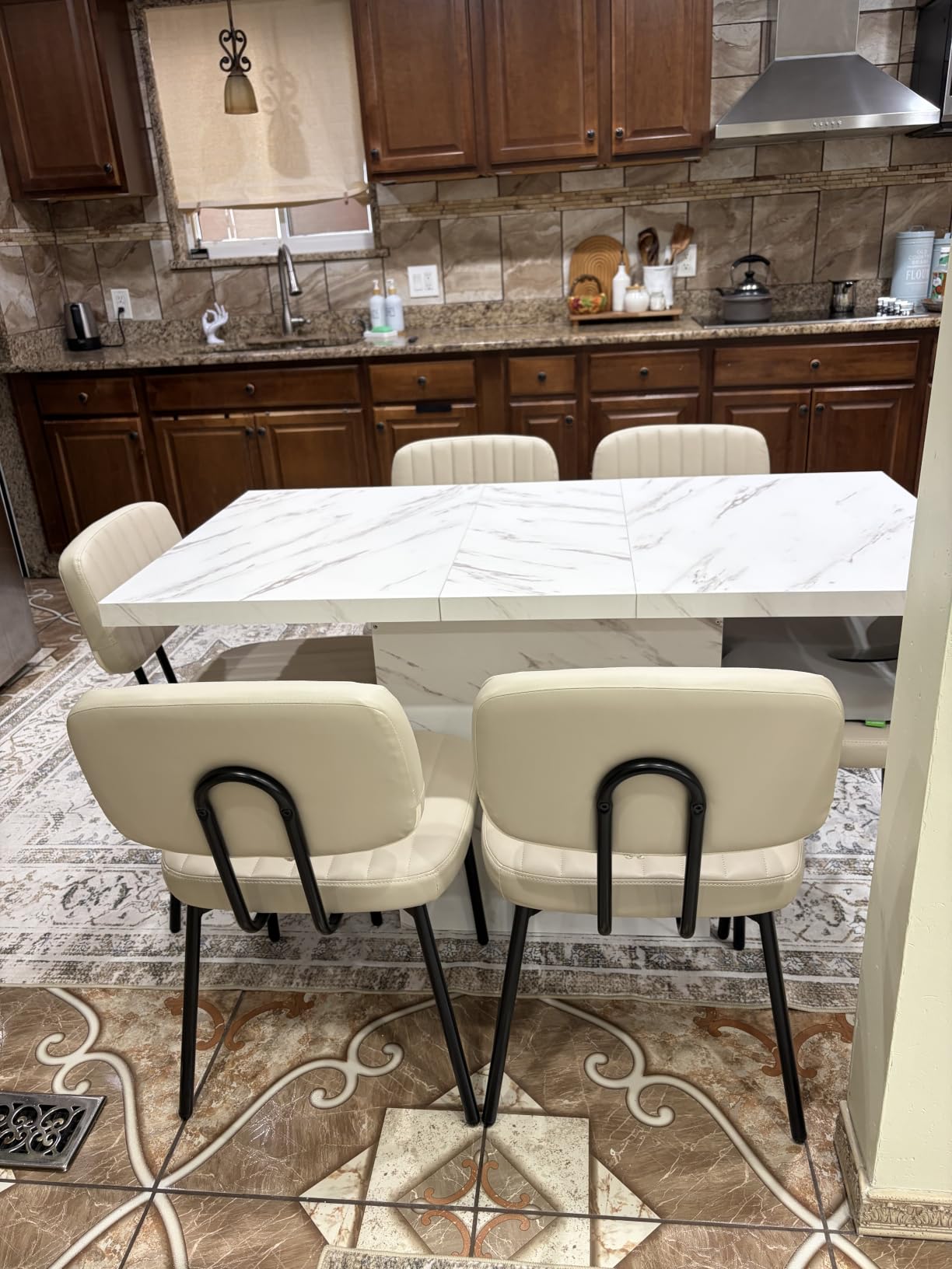OLIXIS Dining Chairs Set of 4, Upholstered Kitchen Chairs, Brown customer photo 1