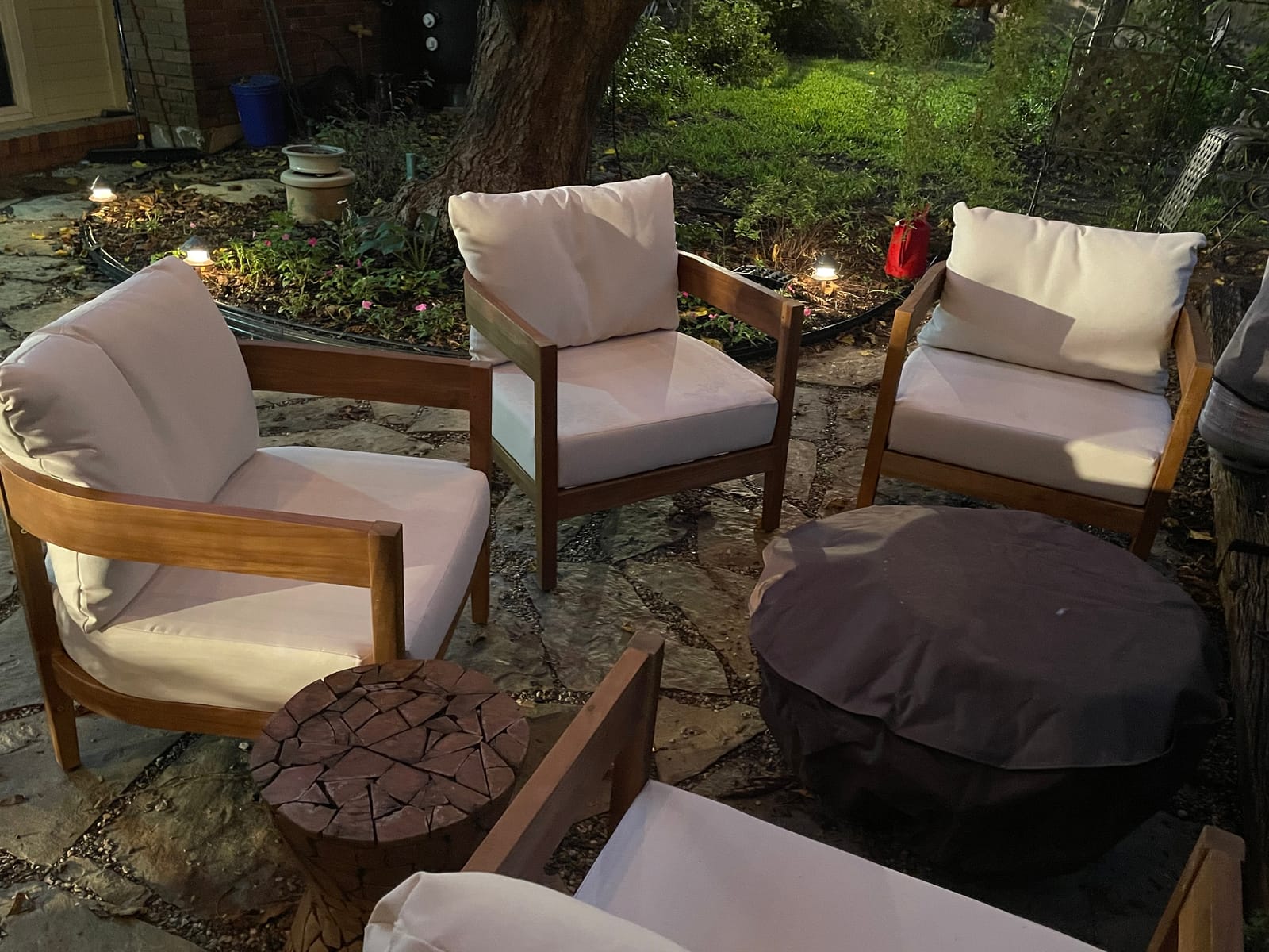 Christopher Knight Home 3-Piece Acacia Wood Patio Furniture Set, Outdoor Conversation Club Chair Set with Coffee Table, Patio Chat Set for Backyard Balcony, Teak+Beige customer photo 2