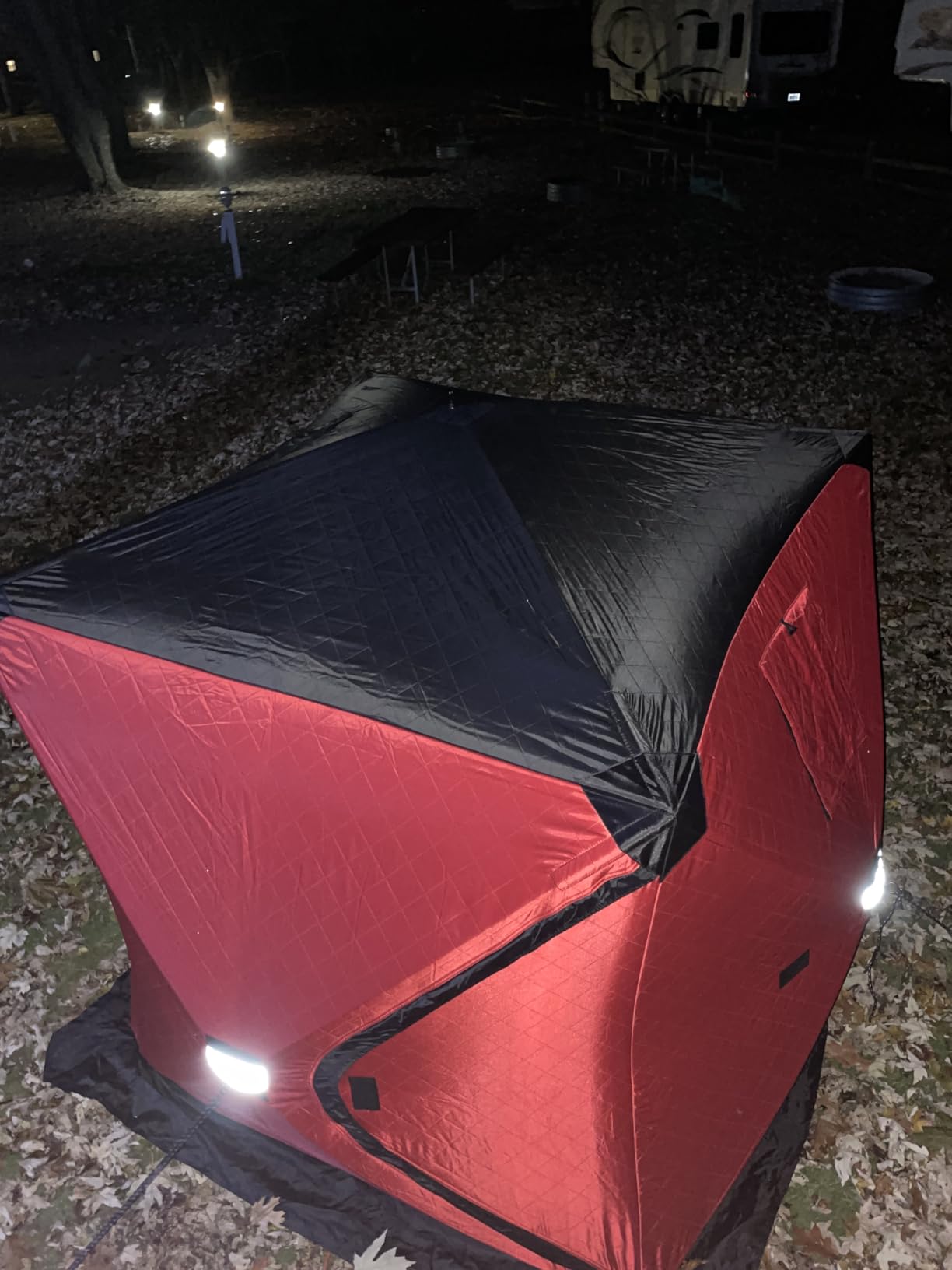 VEVOR Pop Up Ice Fishing Tent, 4-6 Person Large Insulated Shelter, 87x79x78 50sq ft Fishing Area, Portable Hub-Style Shanty for Winter, Ice Cube with Anchors, Ropes, Carrying Bag customer photo 1