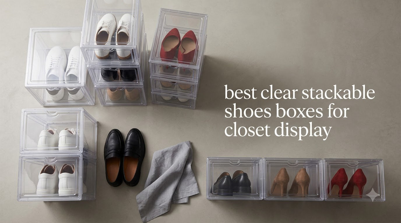 best clear stackable shoes boxes for closet display