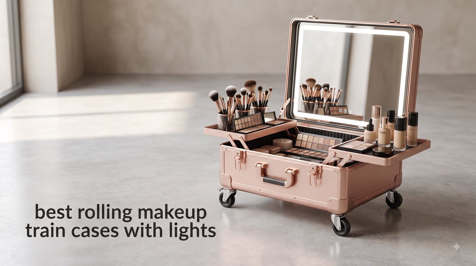 best rolling makeup train cases with lights