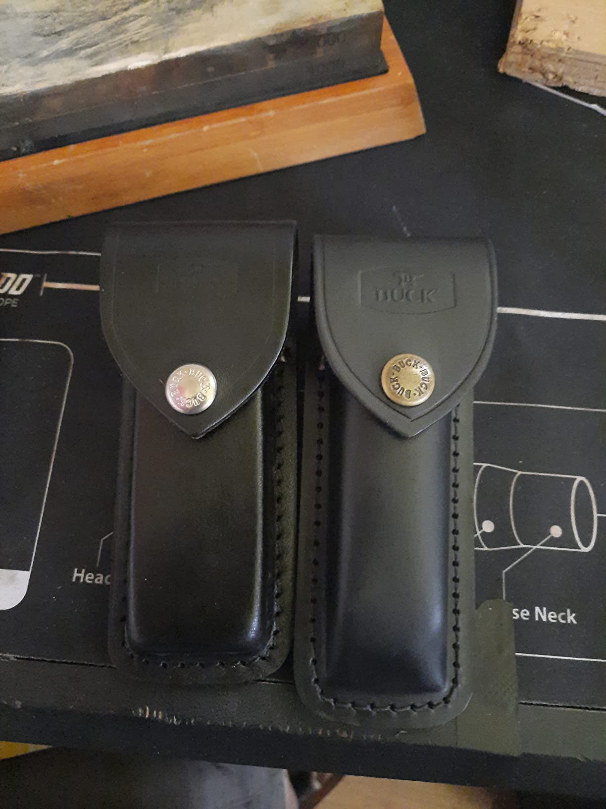 Buck Knives Sheath for 110 Folding Hunter, Leather Knife Sheath with Belt Loop, Durable EDC Pouch and Tool Pouch for Everyday Carry Knives, Black Leather, 9