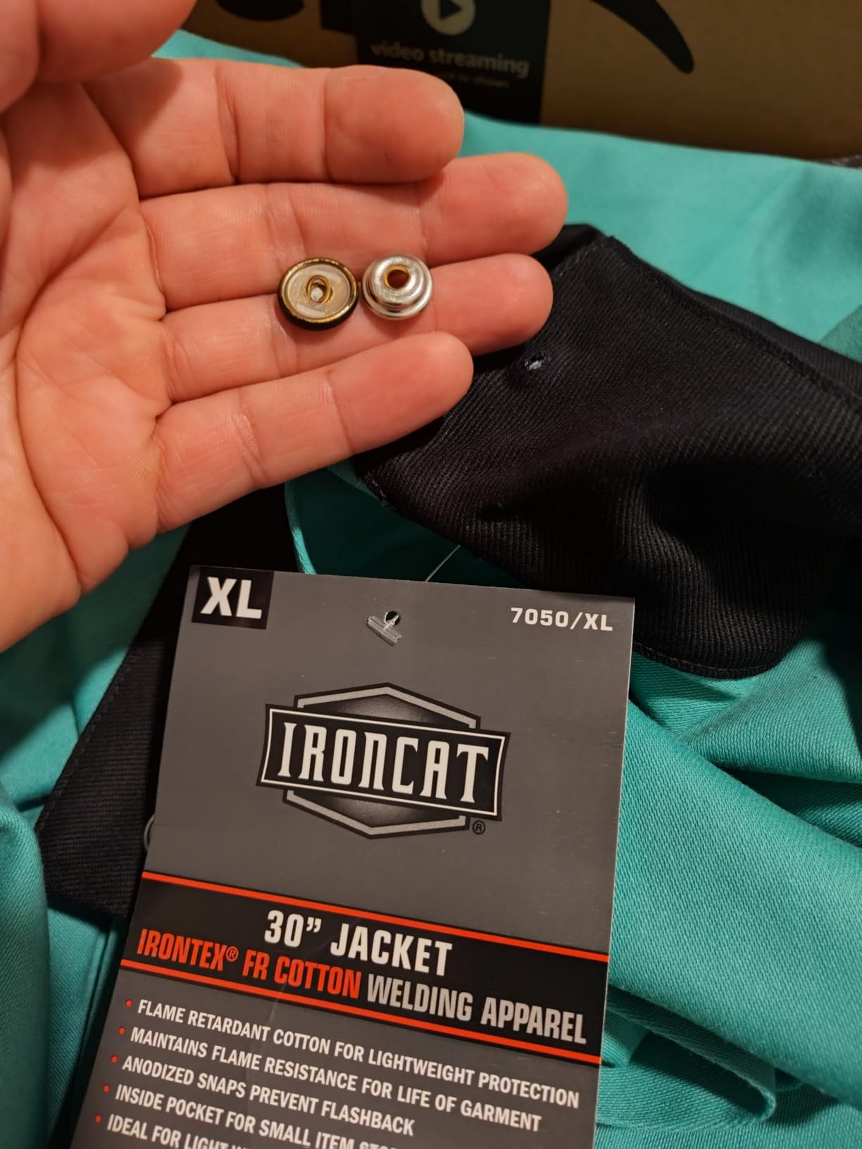 Ironcat FR Treated Cotton Sateen Jacket, 9 oz., Anodized Snaps, Interior Pocket, Pop-up Welders Collar, Scribe Pocket customer photo 2