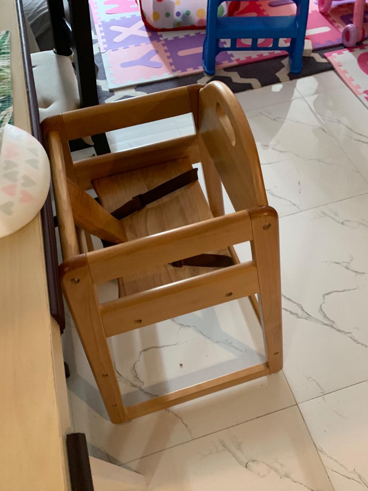 Wooden High Chair for Baby & Toddler – Restaurant-Style Stackable HighChair with Commercial Grade Solid Wood for Dining Table & Kitchen – Compact & Portable Design for Home & Restaurant Use -Natural customer photo 1