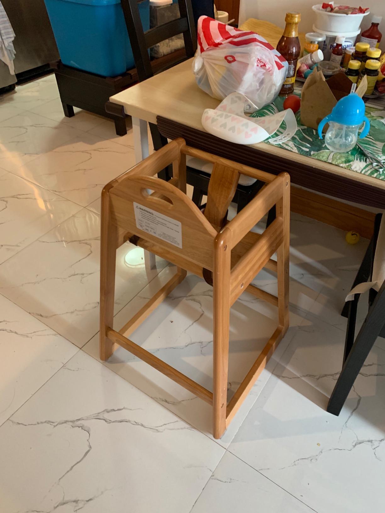 Wooden High Chair for Baby & Toddler – Restaurant-Style Stackable HighChair with Commercial Grade Solid Wood for Dining Table & Kitchen – Compact & Portable Design for Home & Restaurant Use -Natural customer photo 2