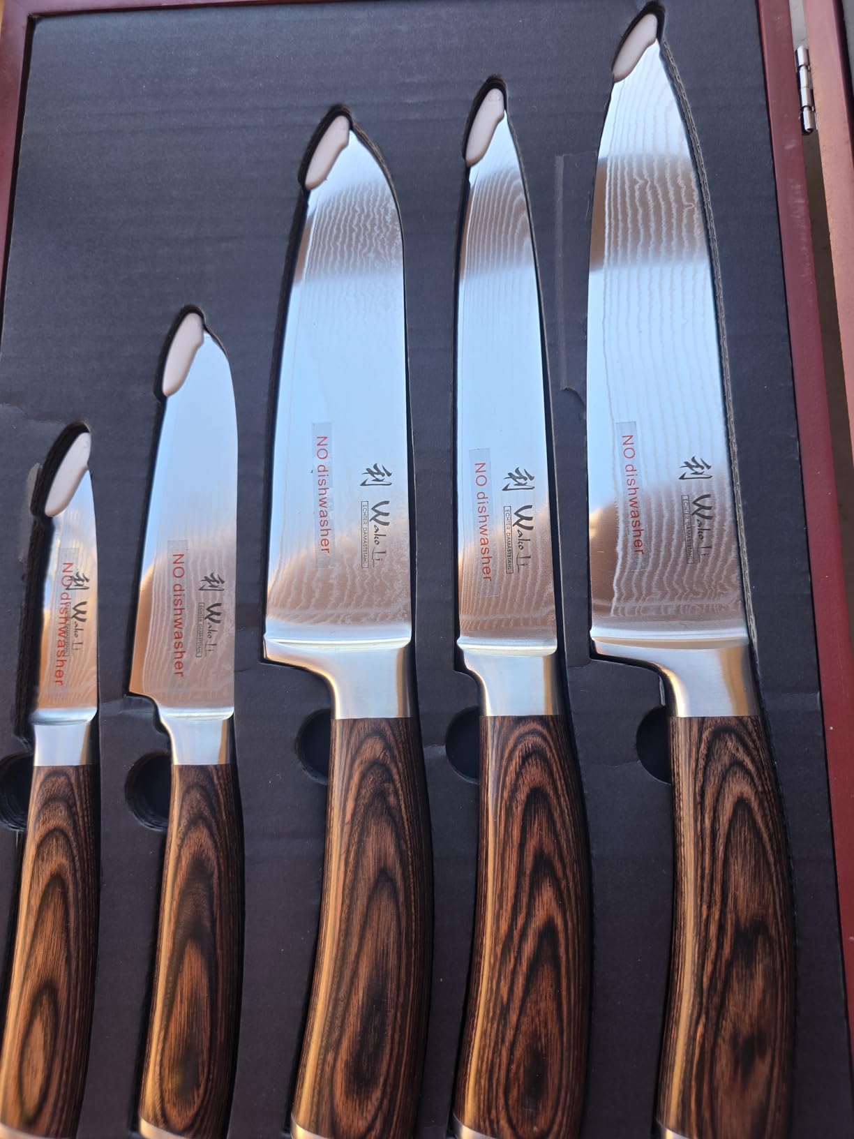Wakoli EDIB Damascus Knife Set, 5-Piece VG10 Steel Knives, Wooden Gift Box customer photo 1