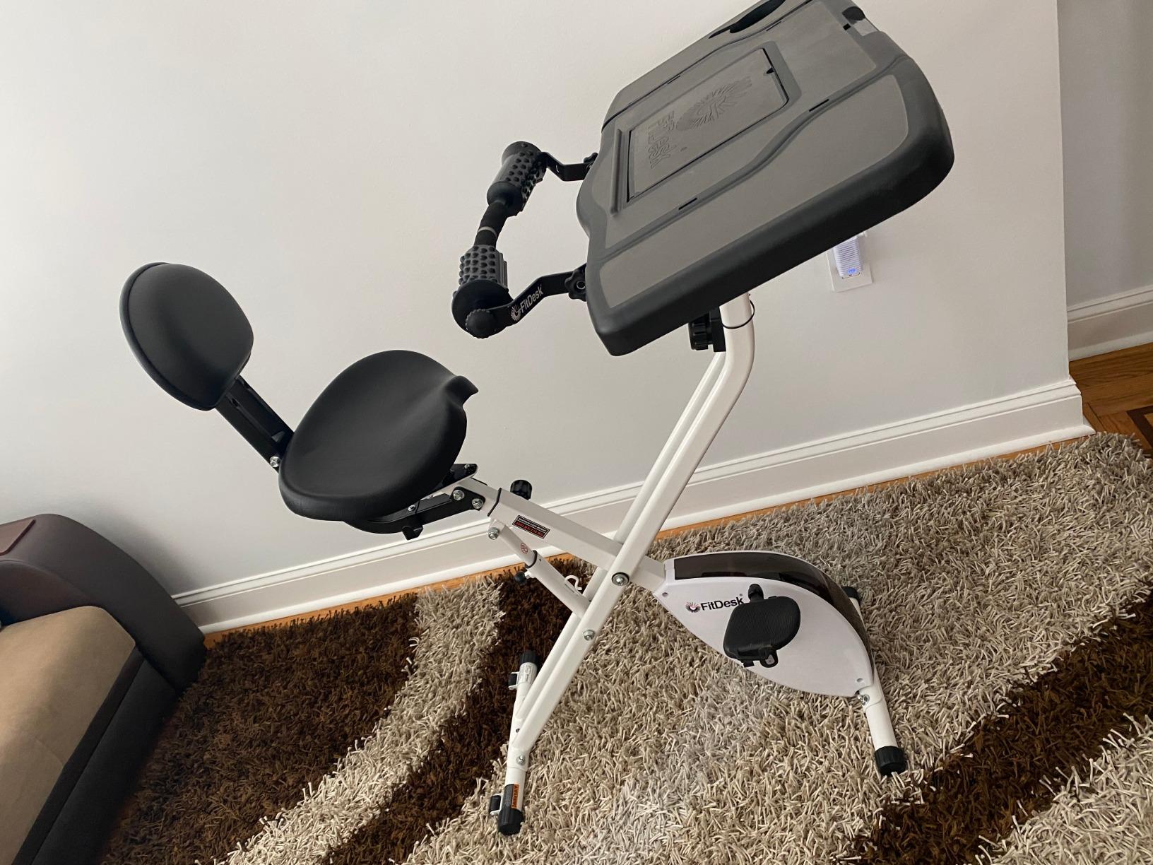 FitDesk Standing Exercise Bike Desk 3.0, Adjustable Height Indoor Cycling Trainer with Laptop Tray, Portable Stationary Fitness Desk for Home Office, Foldable Exercise Workstation, Supports 300 lbs customer photo 1