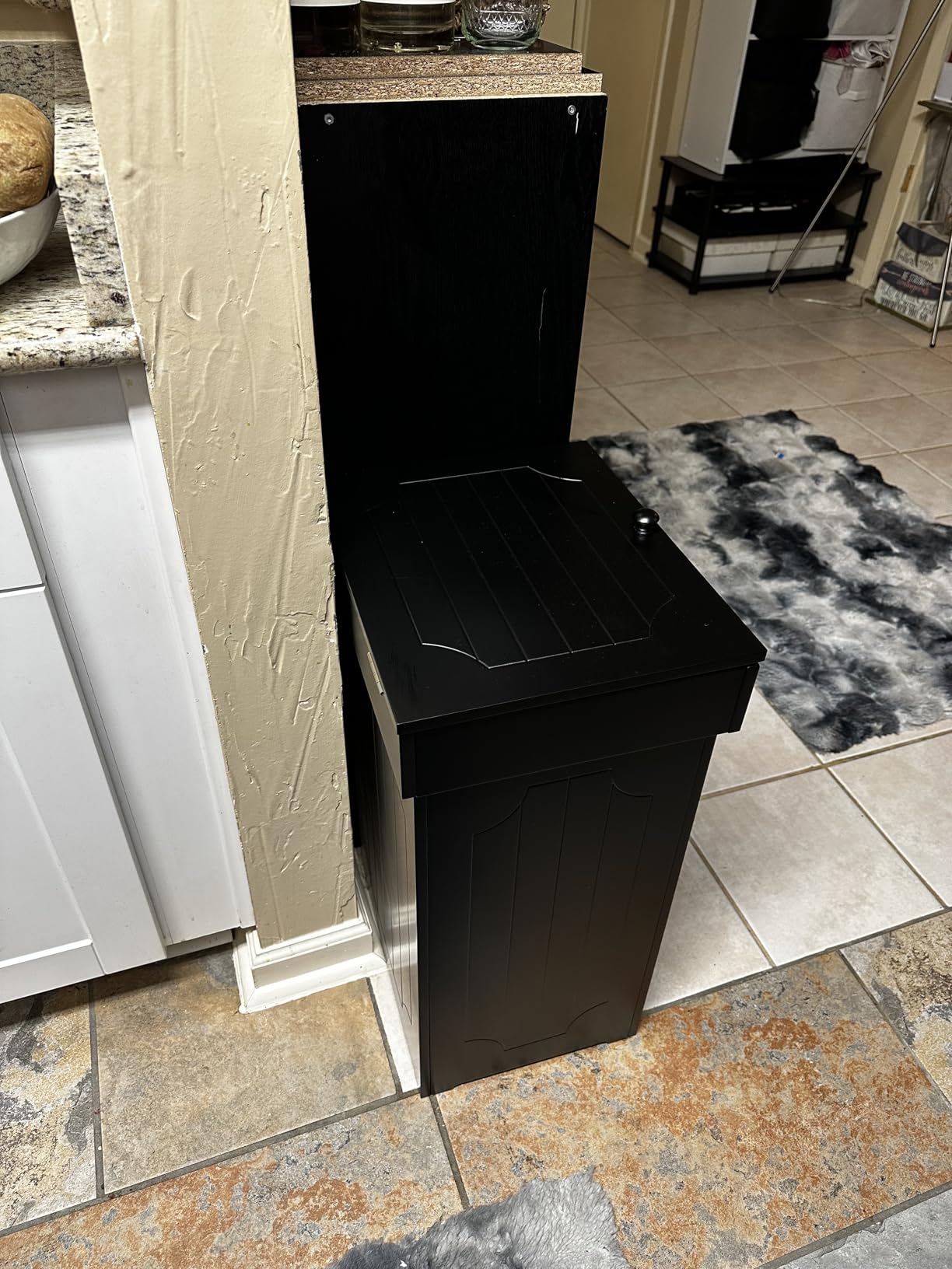 Function Home Trash Can Cabinet, 13 Gallon Kitchen Garbage Can, Wood Recycling Trash Bin, Freestanding Dog Proof Trash Can, Farmhouse Trash Cabinet with Lid for Home Kitchen Bathroom, White customer photo 2