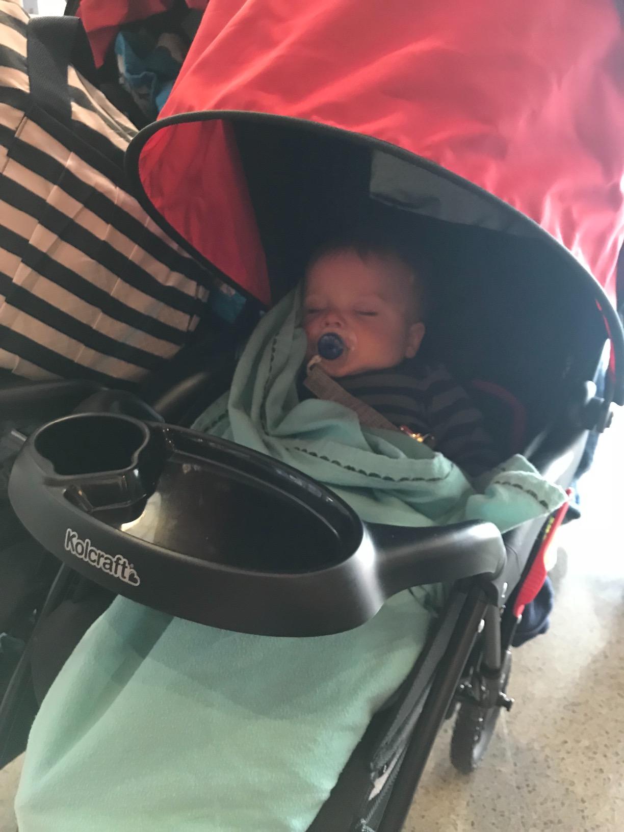 Kolcraft Cloud Plus Lightweight Double Stroller with Extra Storage, Red/Black customer photo 2
