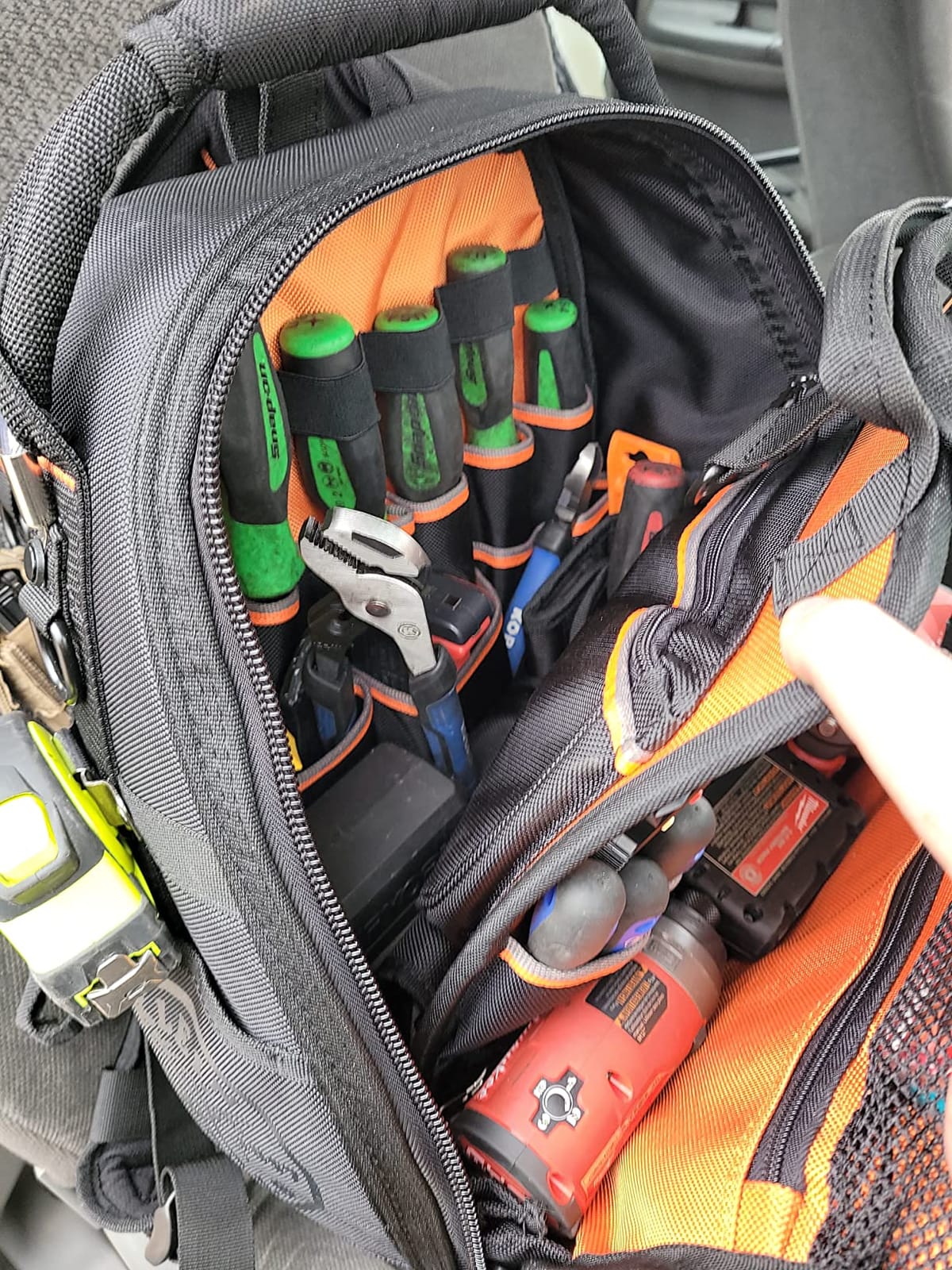 Klein Tools 55485 Tool Bag Backpack, 48 Pockets, Black/Orange/Gray customer photo 2