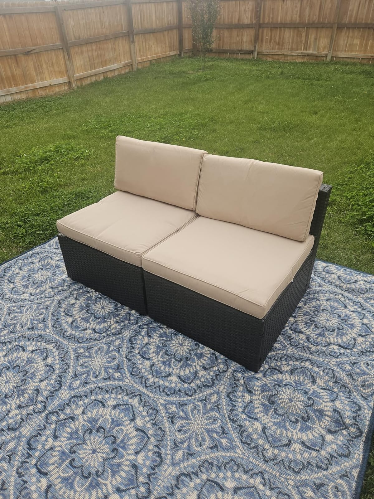 Devoko 2 Pieces Patio Furniture Sets,Outdoor Sofa,Small Sectional Couch customer photo 1