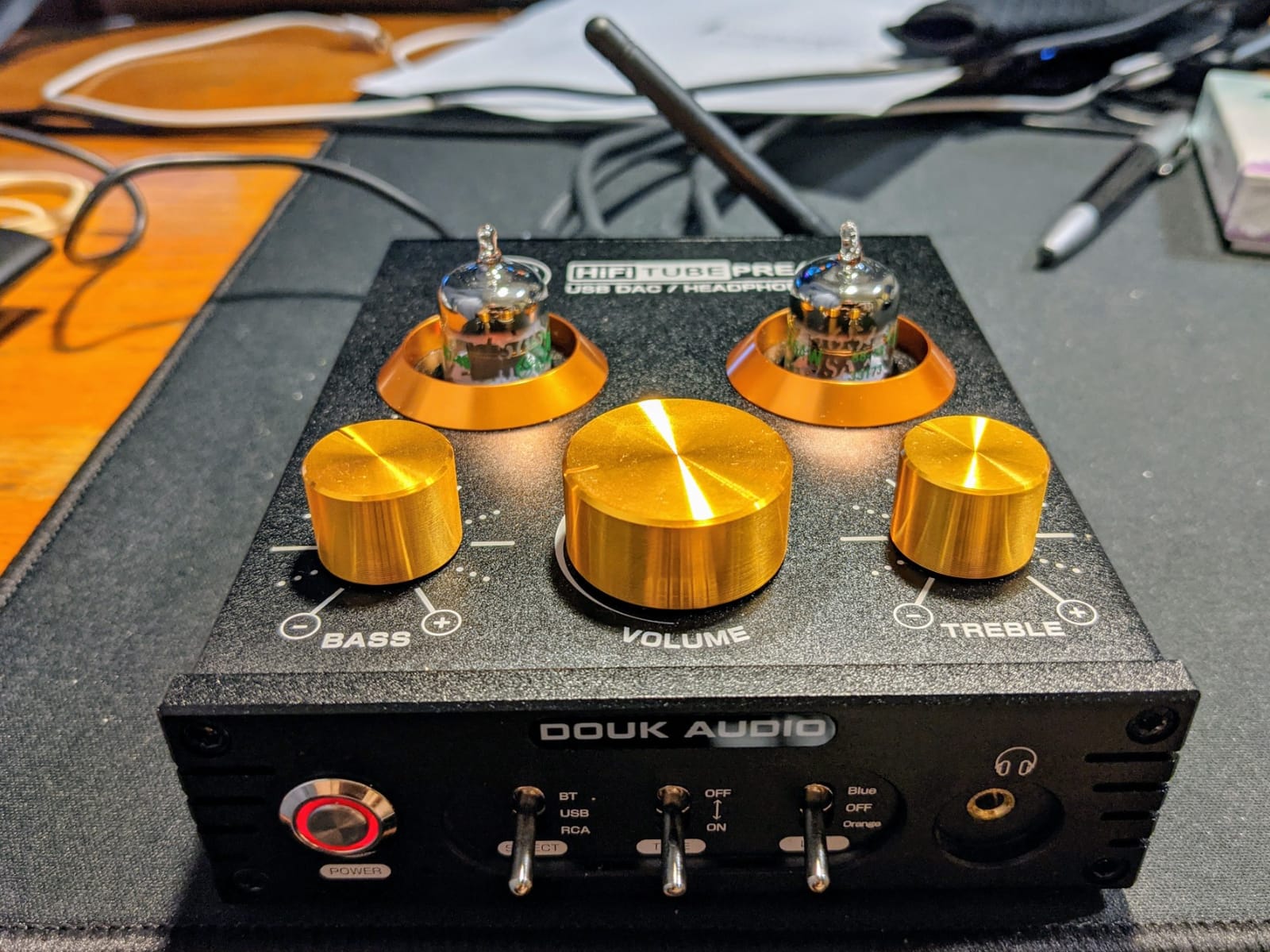 Douk Audio Bluetooth Tube Preamp: HiFi Stereo Preamplifier Receiver | Headphone Amp | USB DAC | Tone Control for Home Theater, Desktop Listening (P1) customer photo 2